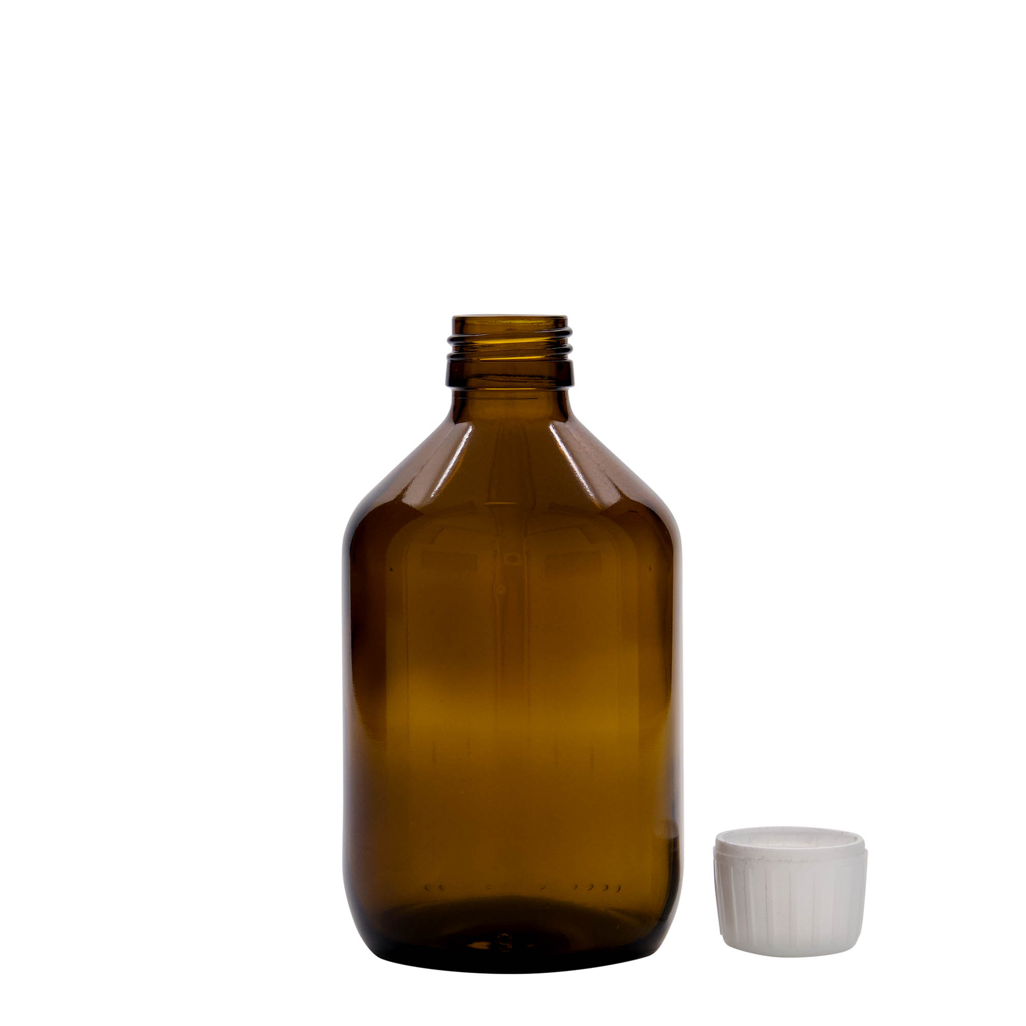 300 ml medicinflaske, brun, glas, åbning: PP 28 300 ml medicinflaske, brun, glas, åbning: PP 28
