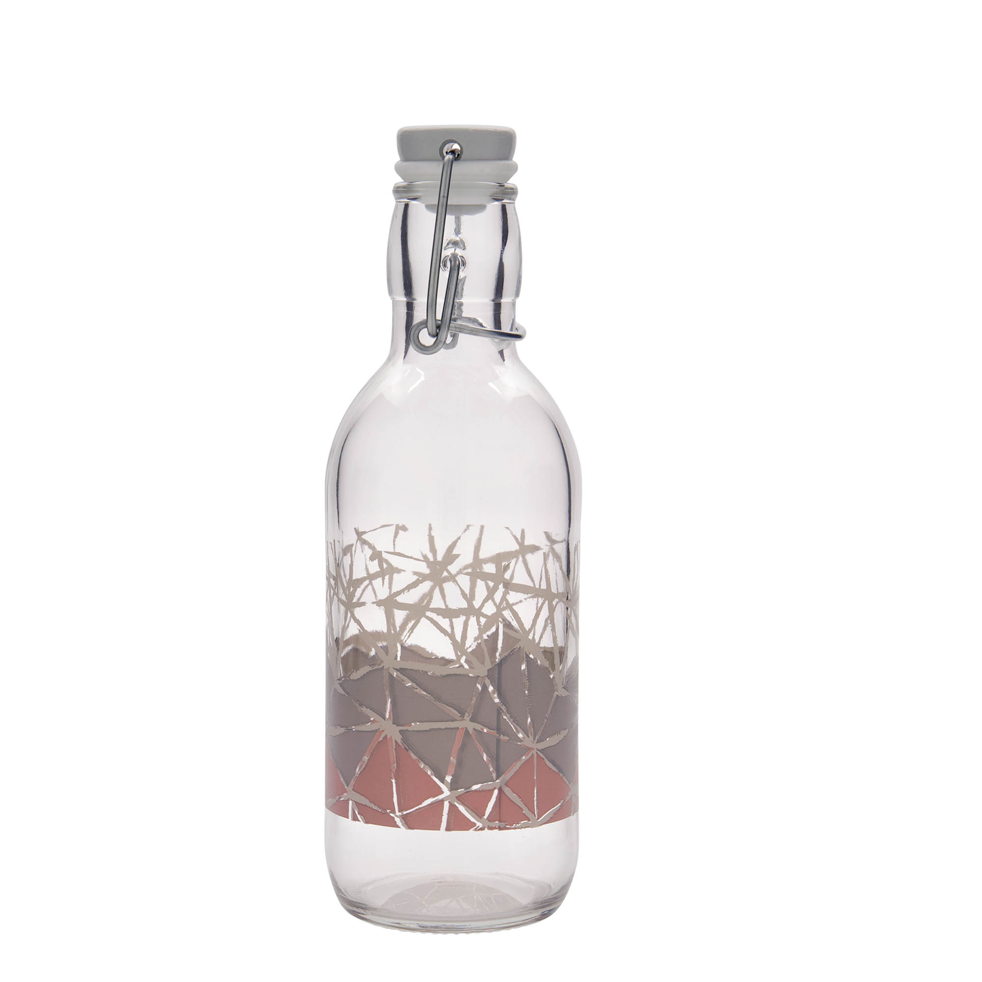 500 ml glasflaske Emilia trykt 'Manolibera rosa', åbning: patentprop