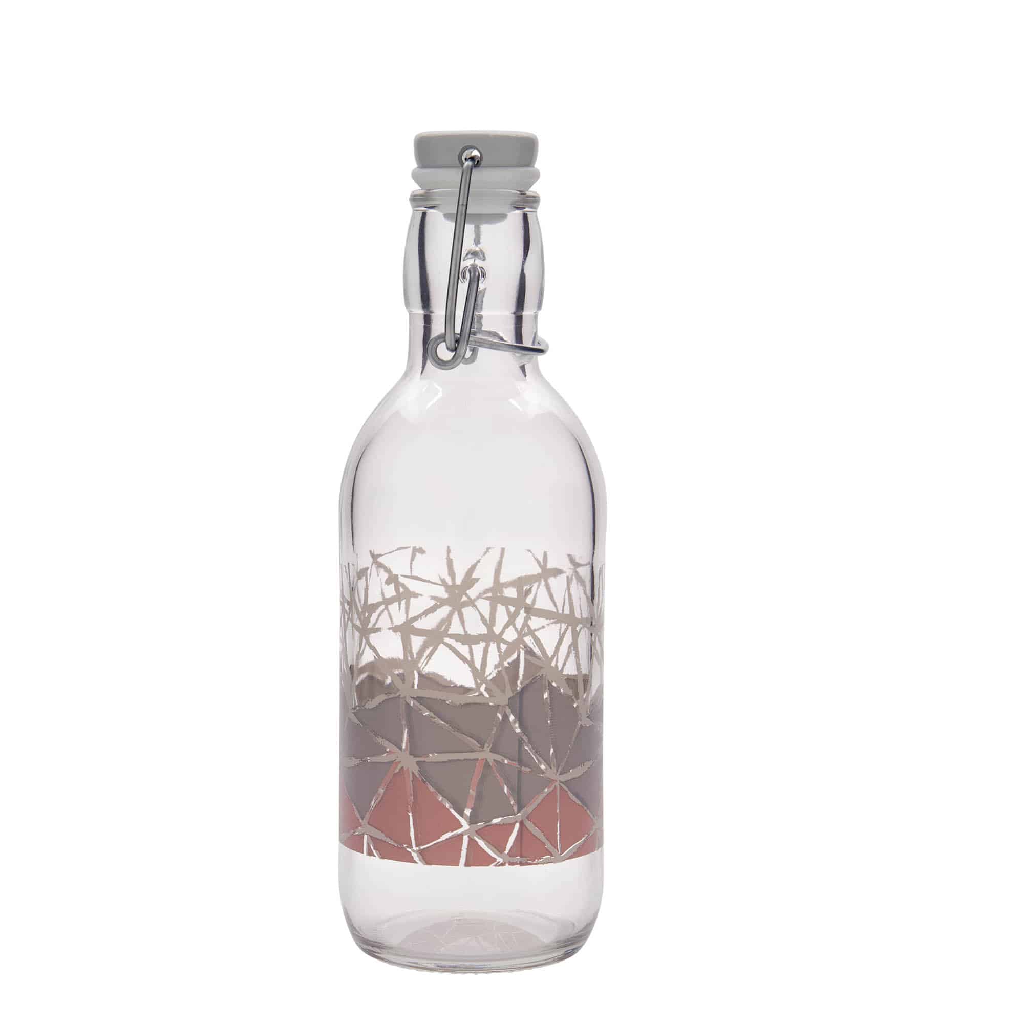 500 ml glasflaske Emilia trykt 'Manolibera rosa', åbning: patentprop