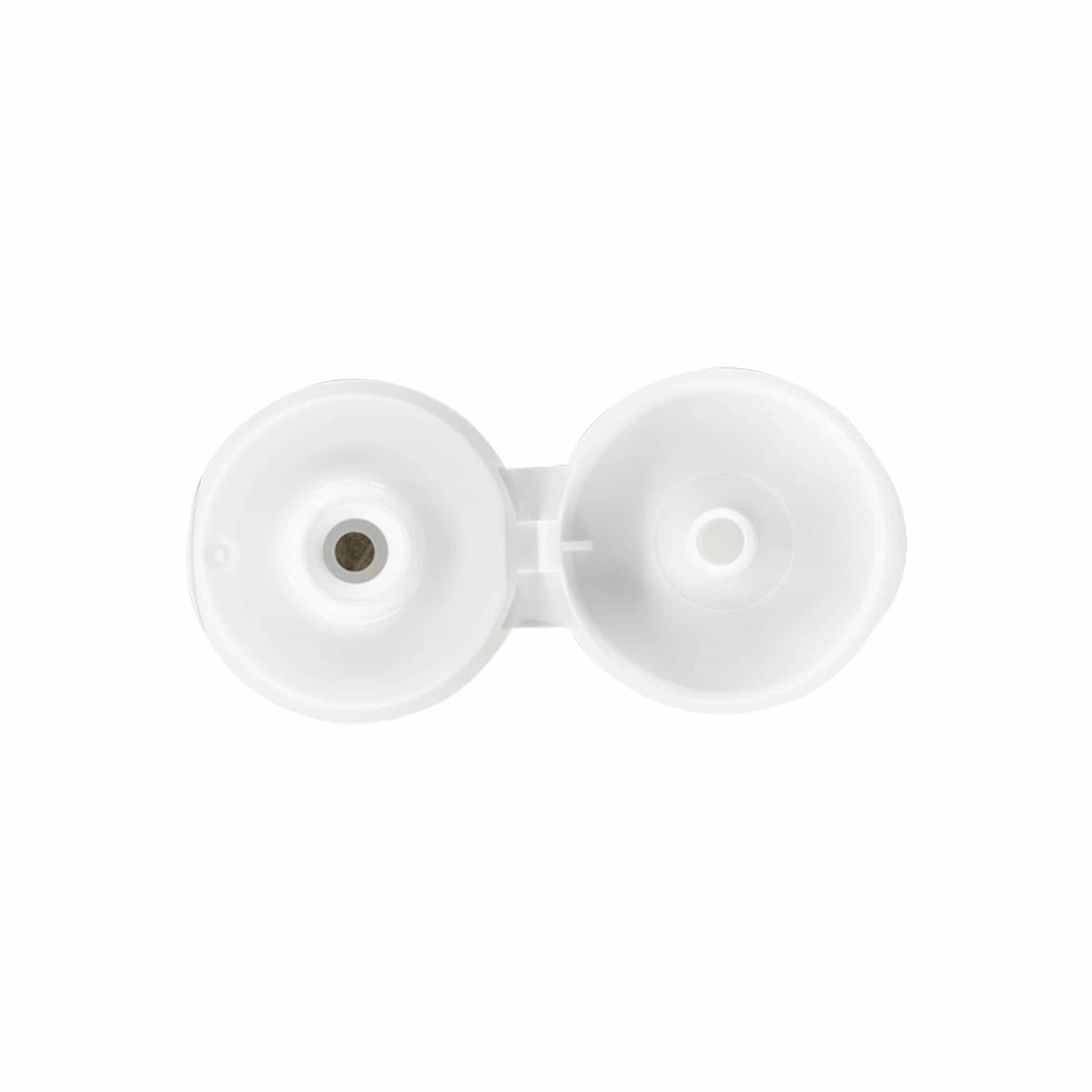 Skruelåg klaphængsel, PP-plast, hvid, til åbning: 24/410