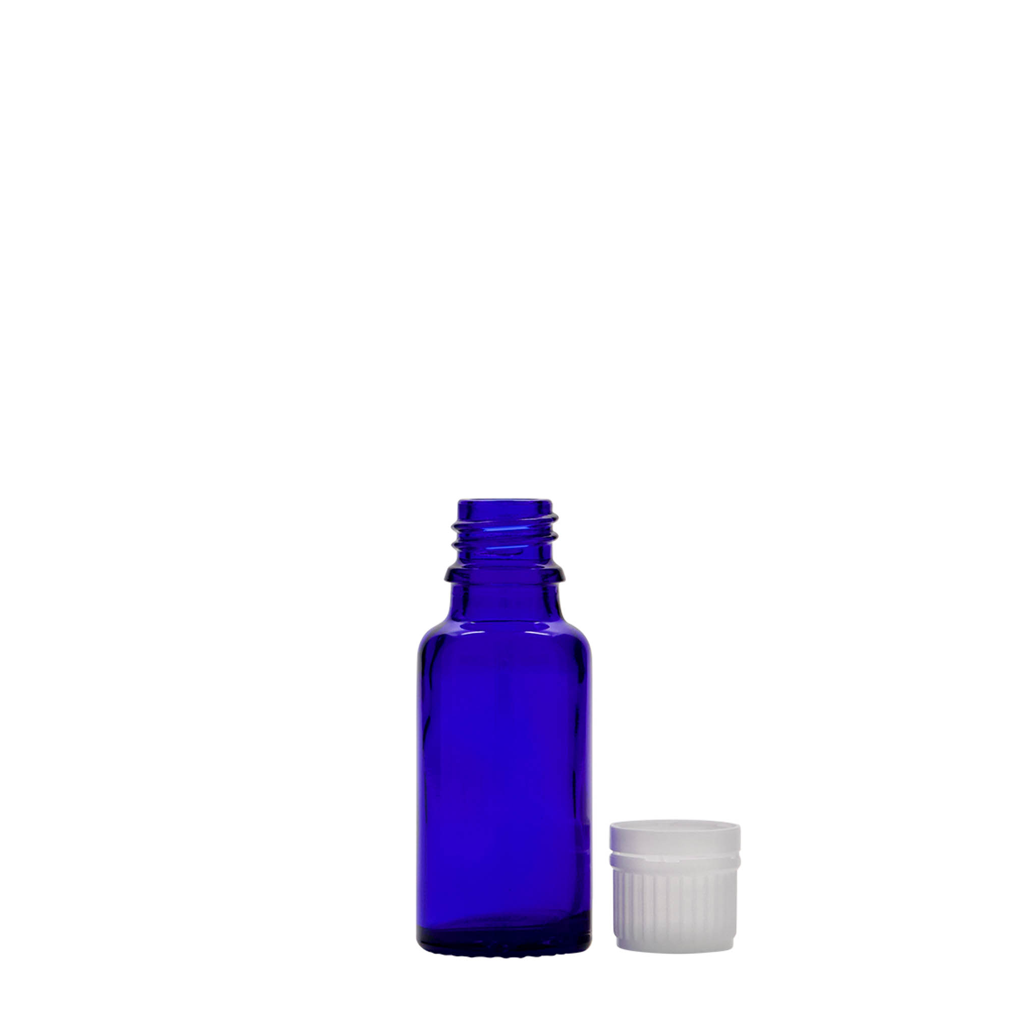 20 ml medicinflaske, glas, kongeblå, åbning: DIN 18 20 ml medicinflaske, glas, kongeblå, åbning: DIN 18