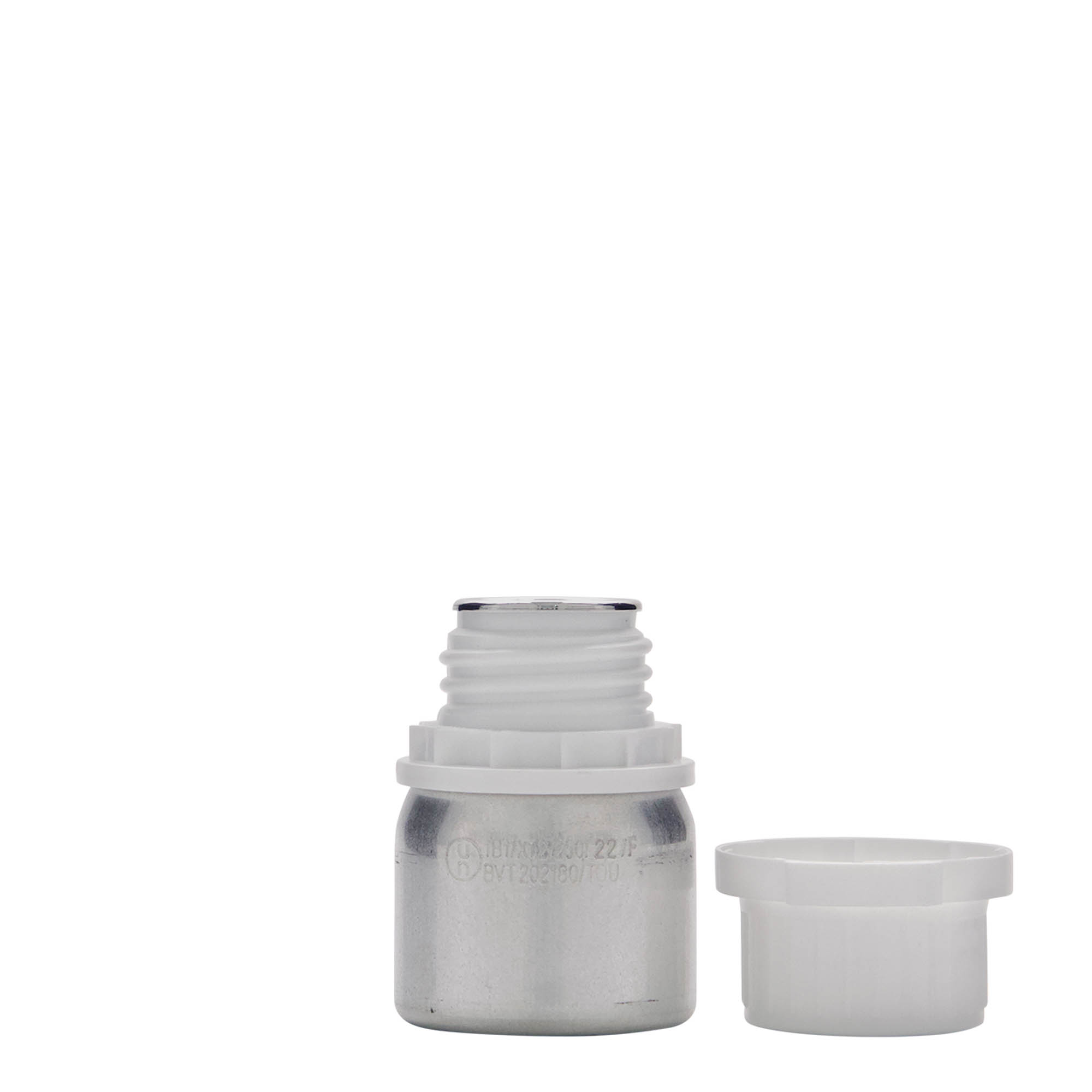 50 ml aluminiumsflaske, metal, sølv, åbning: DIN 32