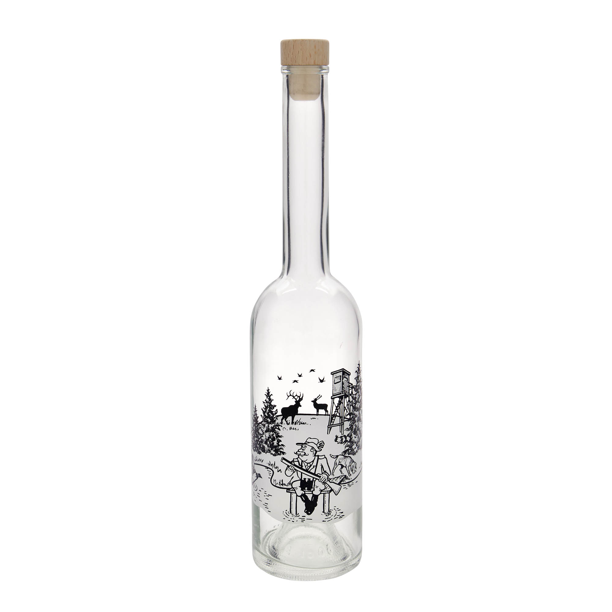 500 ml glasflaske 'Opera', motiv: jæger, åbning: kork