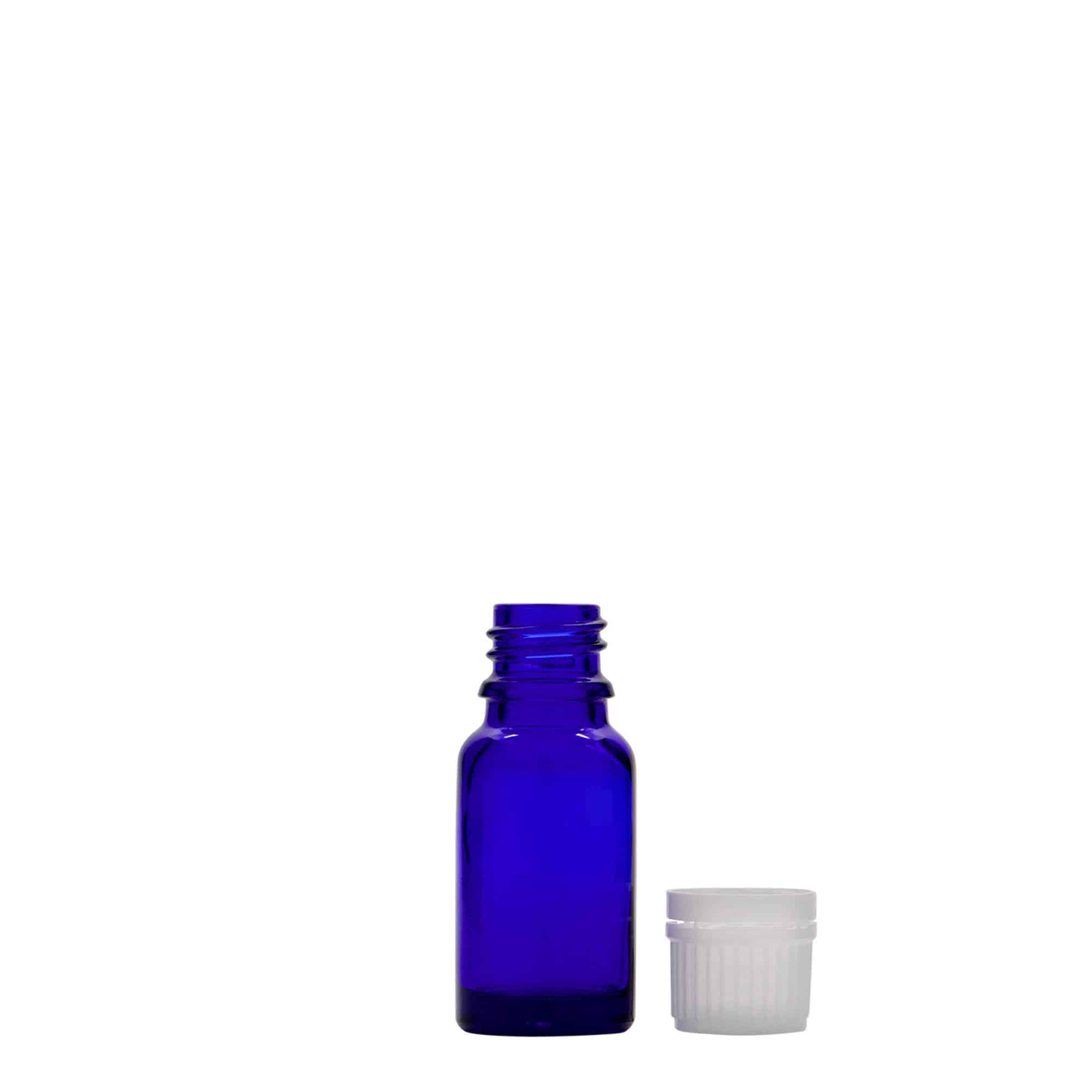 10 ml medicinflaske, glas, kongeblå, åbning: DIN 18