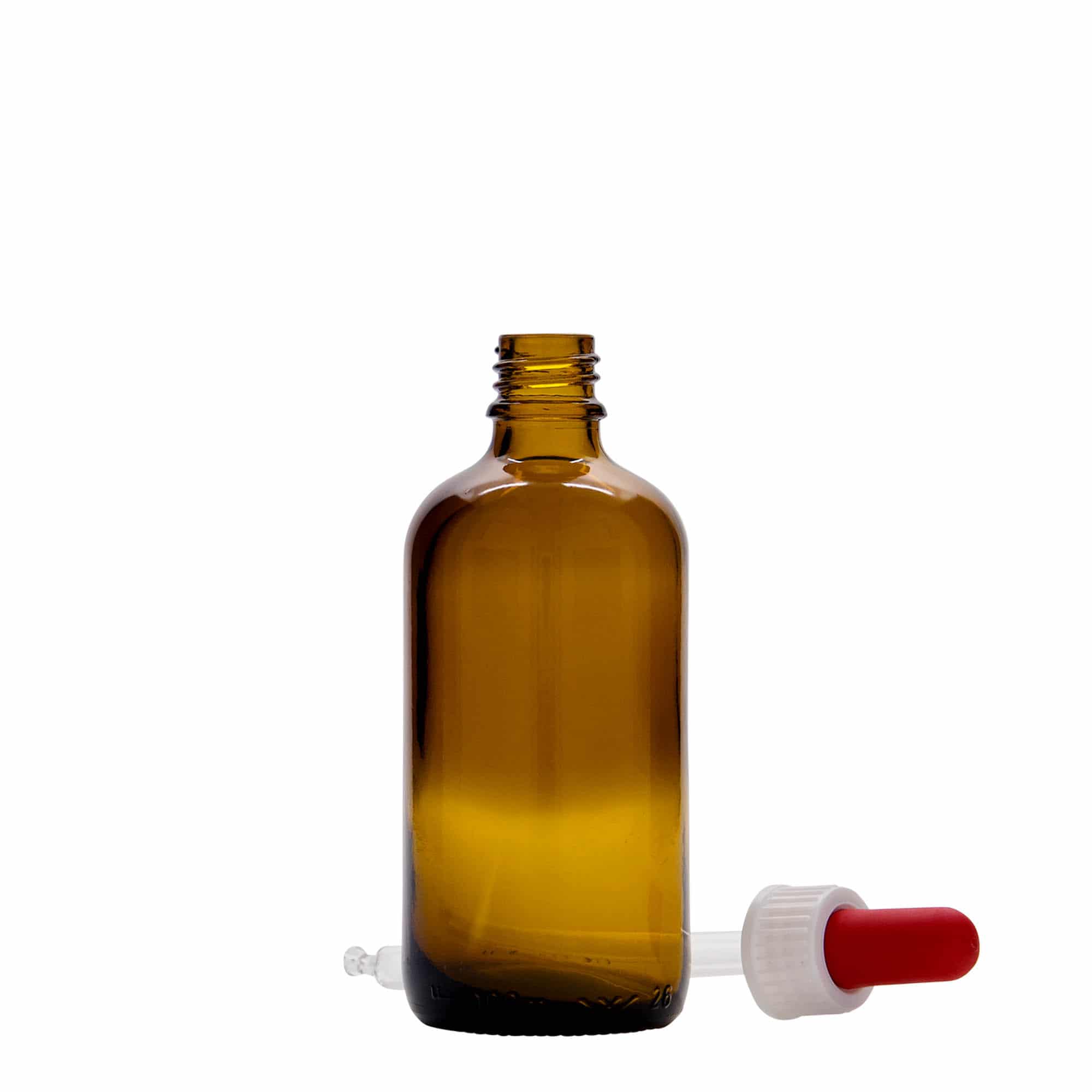 100 ml pipetteflaske, medicin, glas, brun-rød, åbning: DIN 18