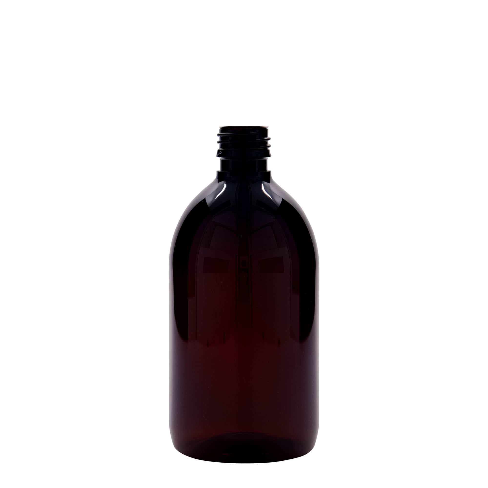 500 ml PET-medicinflaske, brun, plast, åbning: PP 28 500 ml PET-medicinflaske, brun, plast, åbning: PP 28