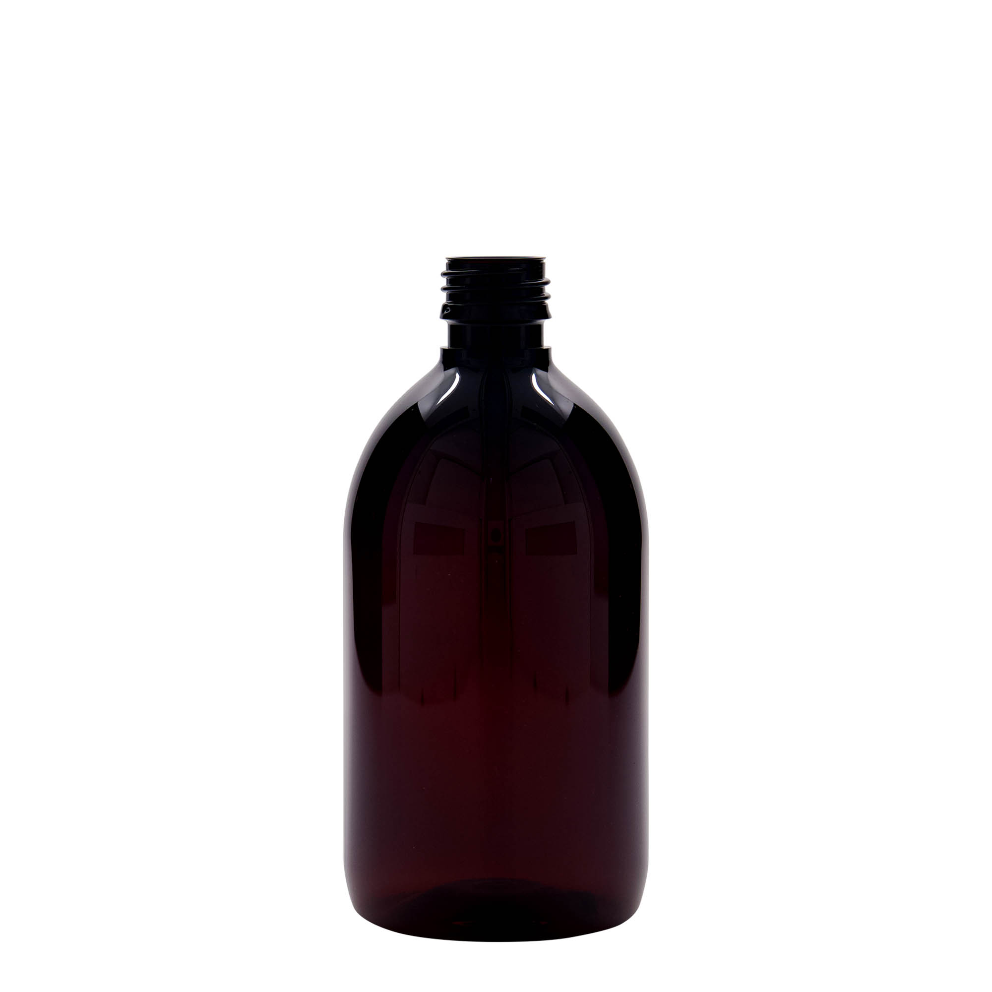 500 ml PET-medicinflaske, brun, plastik, åbning: PP 28