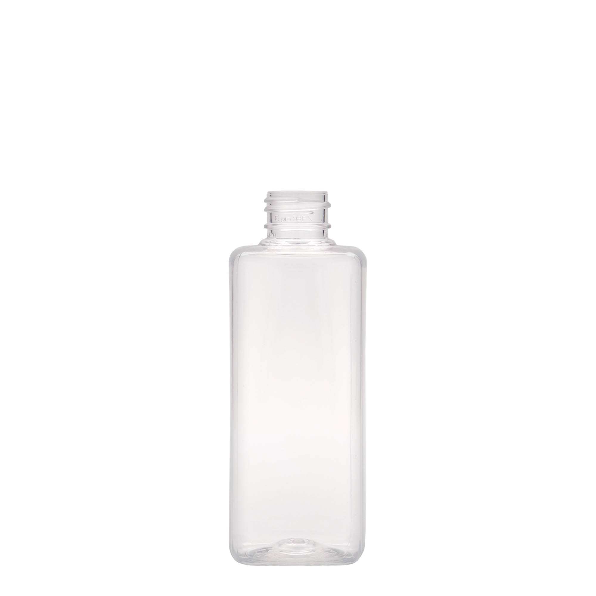 200 ml PET-flaske 'Karl', kvadratisk, plastik, munding: 24/410 200 ml PET-flaske 'Karl', kvadratisk, plastik, munding: 24/410