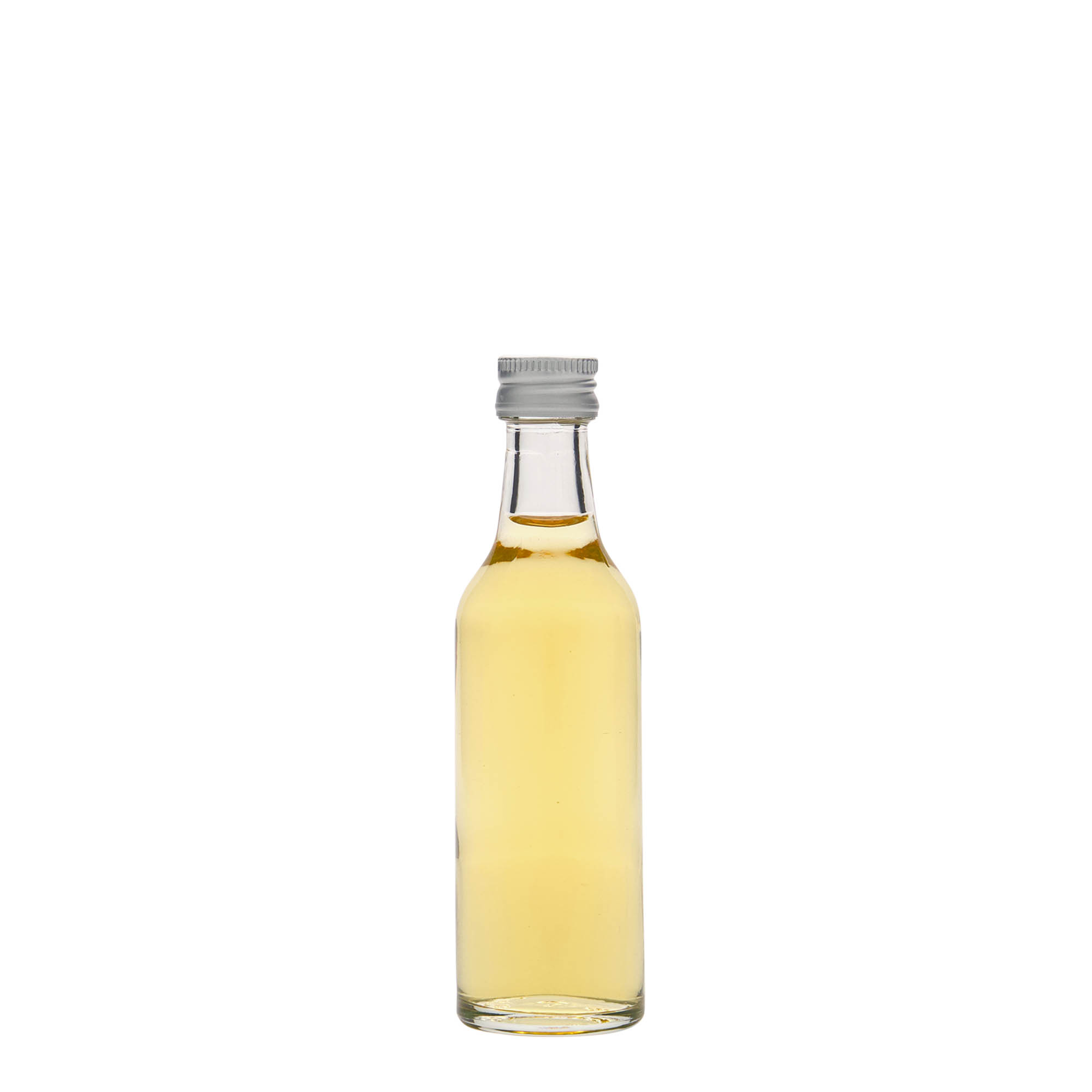 50 ml glasflaske med lige hals, åbning: PP 18 50 ml glasflaske med lige hals, åbning: PP 18