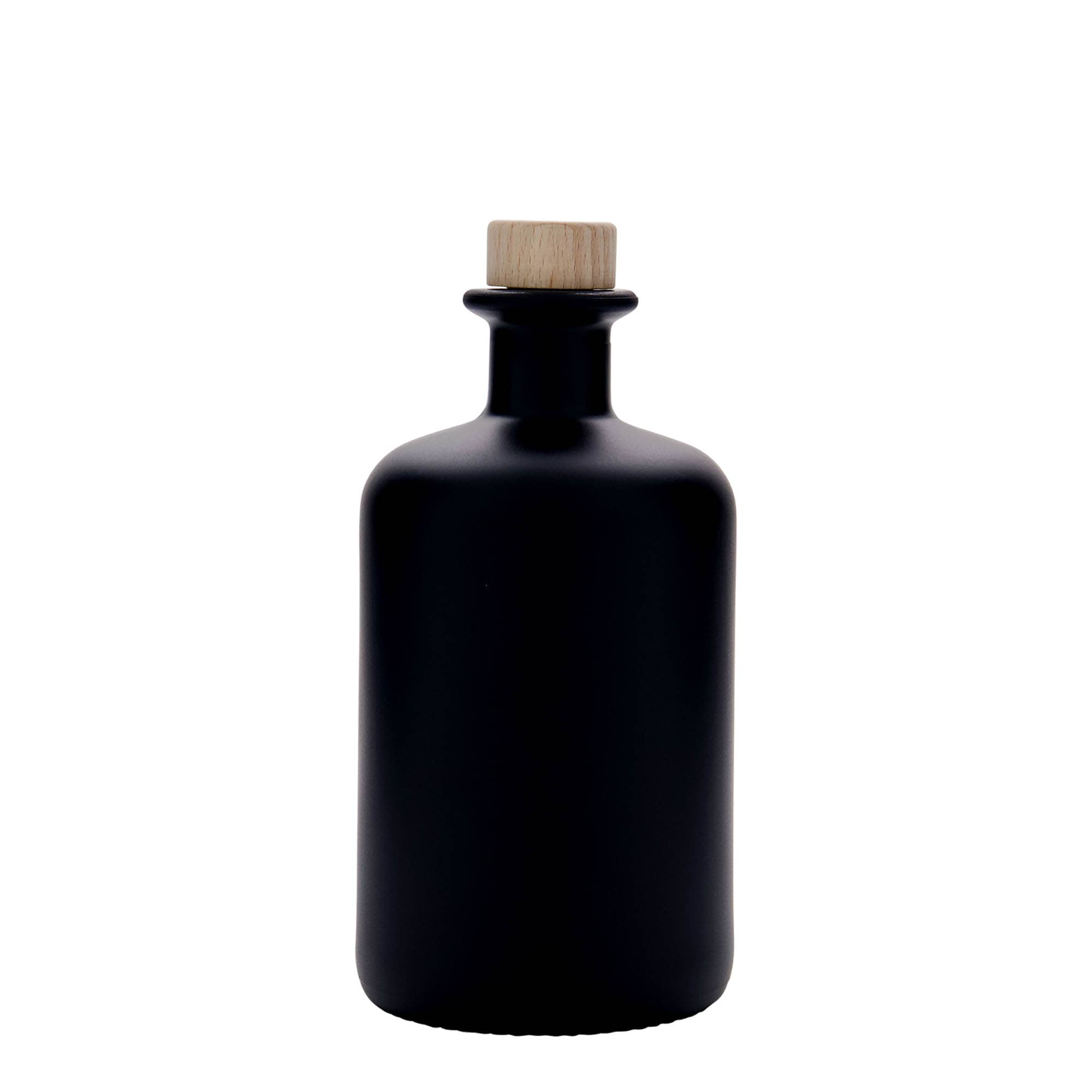500 ml glasflaske apoteker, sort, åbning: kork