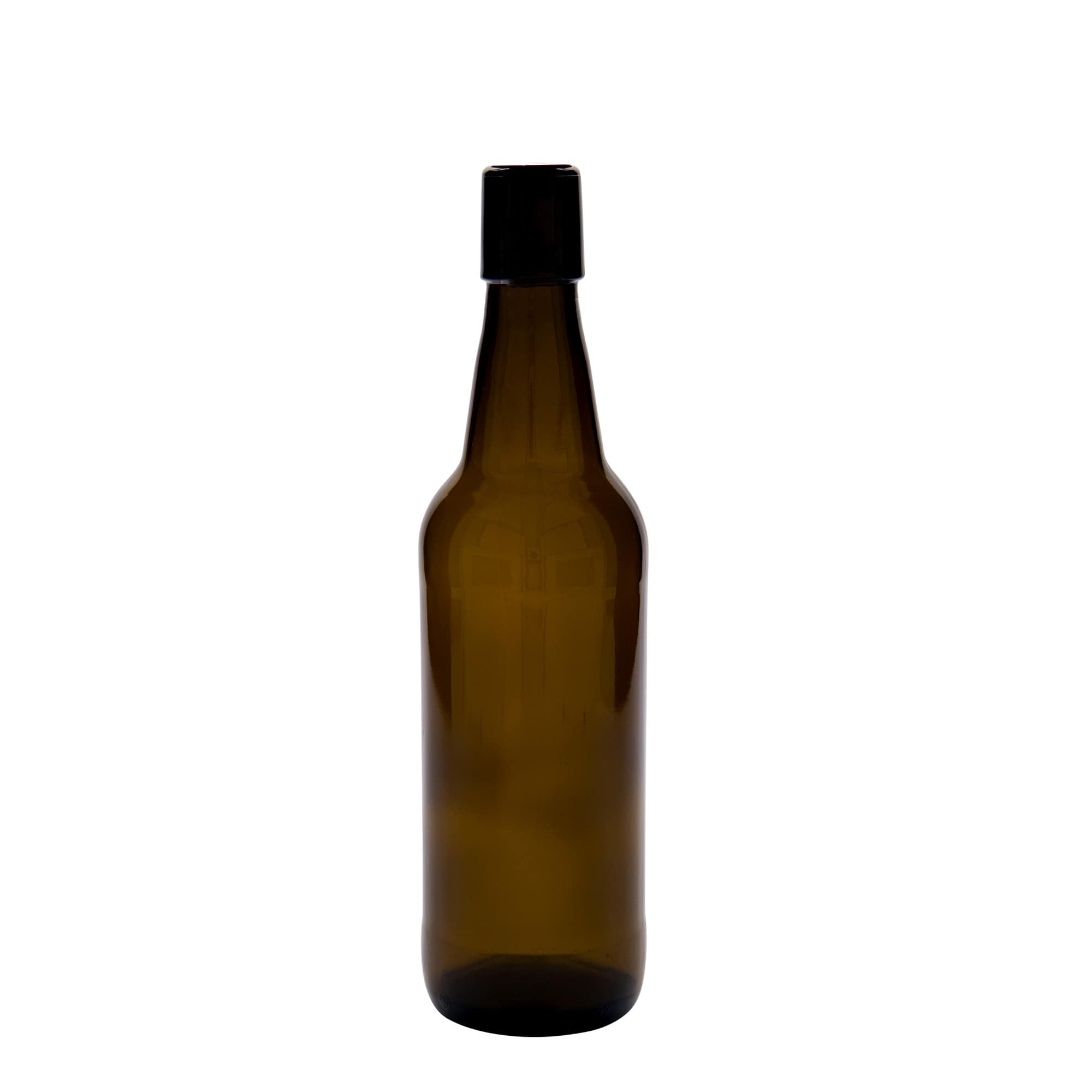 500 ml ølflaske, glas, brun, munding: patentprop