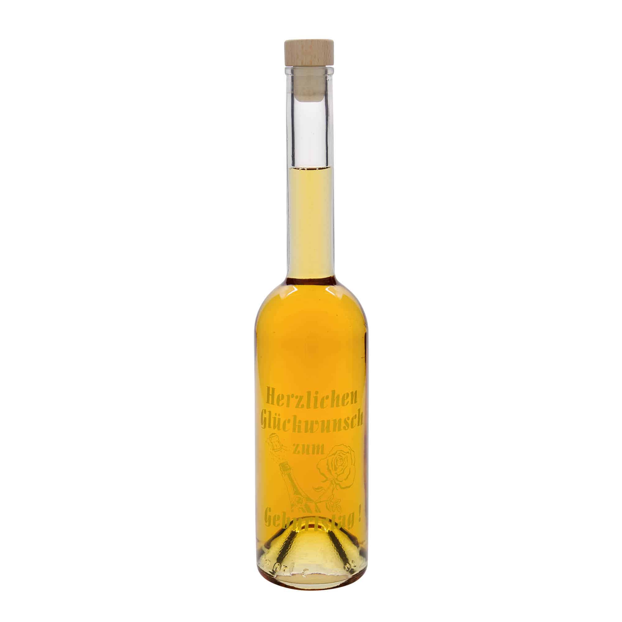 500 ml glasflaske 'Opera', motiv: Fødselsdagsflaske, åbning: Kork