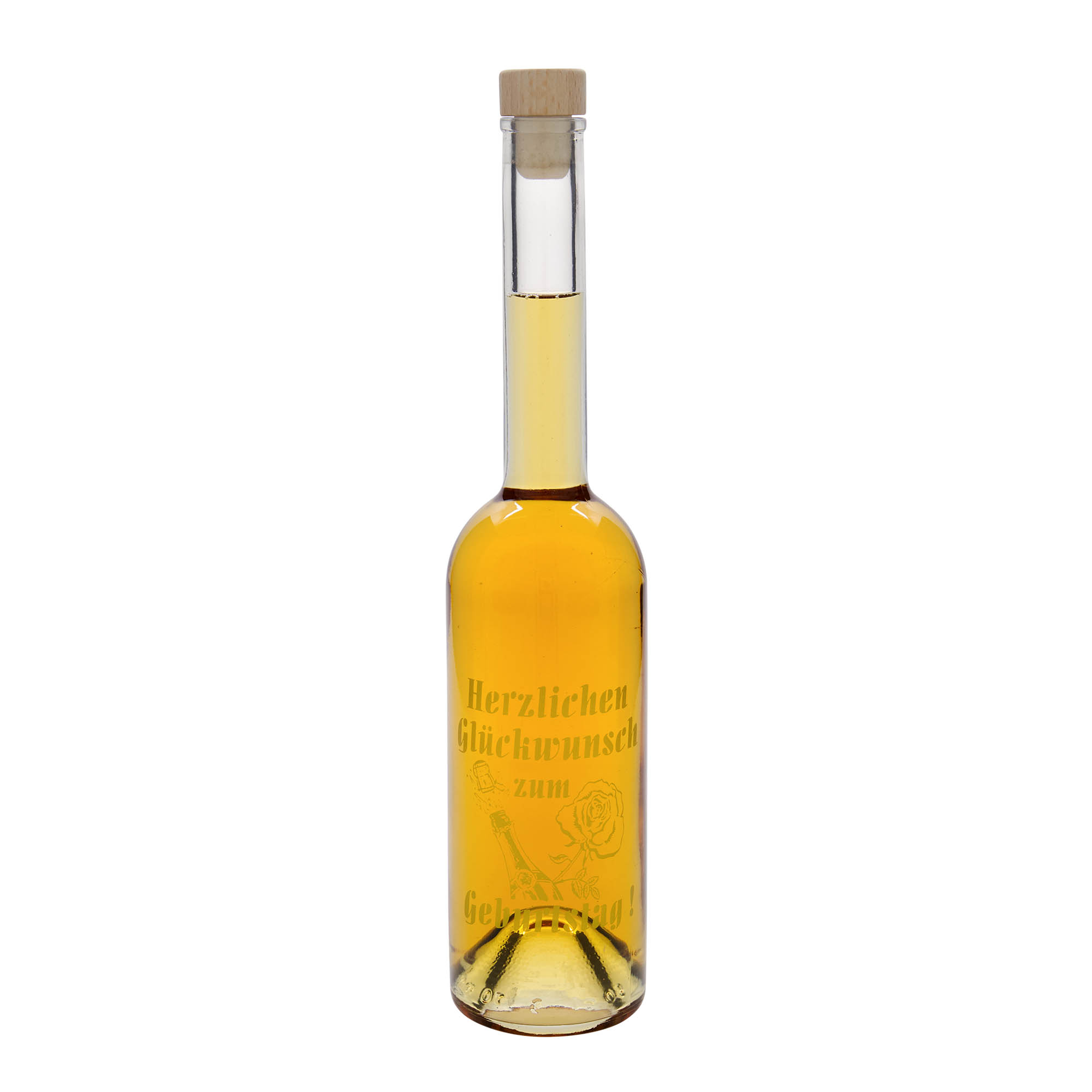 500 ml glasflaske 'Opera', motiv: fødselsdagsflaske, munding: prop 500 ml glasflaske 'Opera', motiv: fødselsdagsflaske, munding: prop
