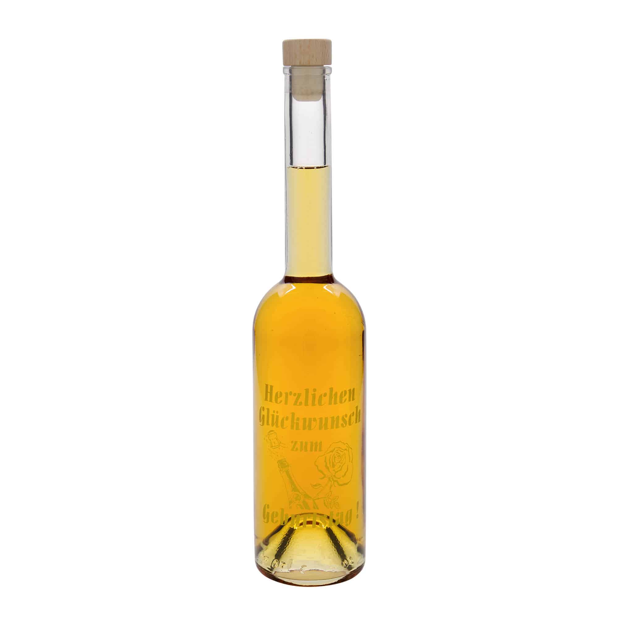 500 ml glasflaske 'Opera', motiv: fødselsdagsflaske, munding: prop