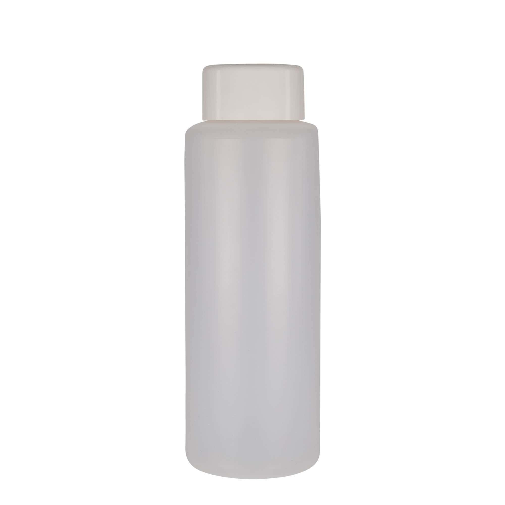 1.000 ml rund flaske, PE-plast, natur, åbning: Skruelåg