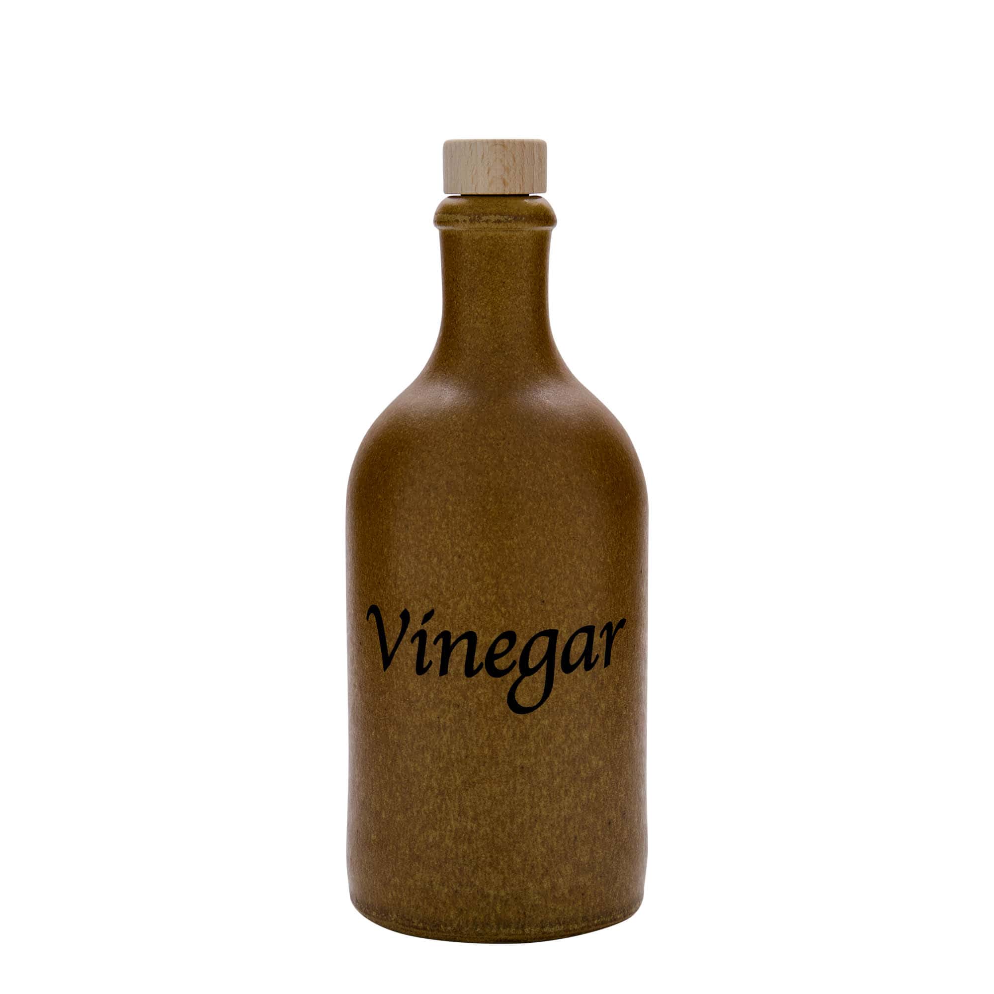 500 ml Tonkrukke, motiv: Eddike, stentøj, brun-krystal, munding: kork