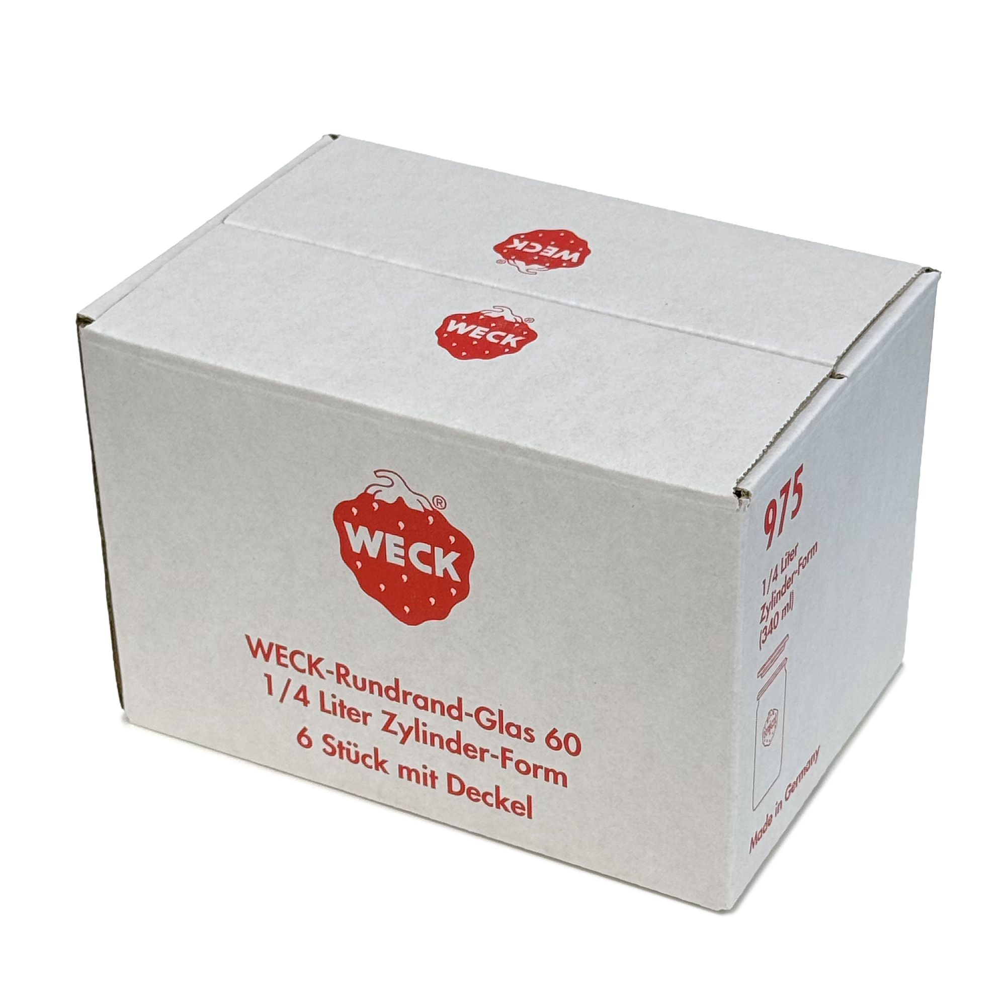 6x 340 ml WECK-cylinderglas med glaslåg RR 60