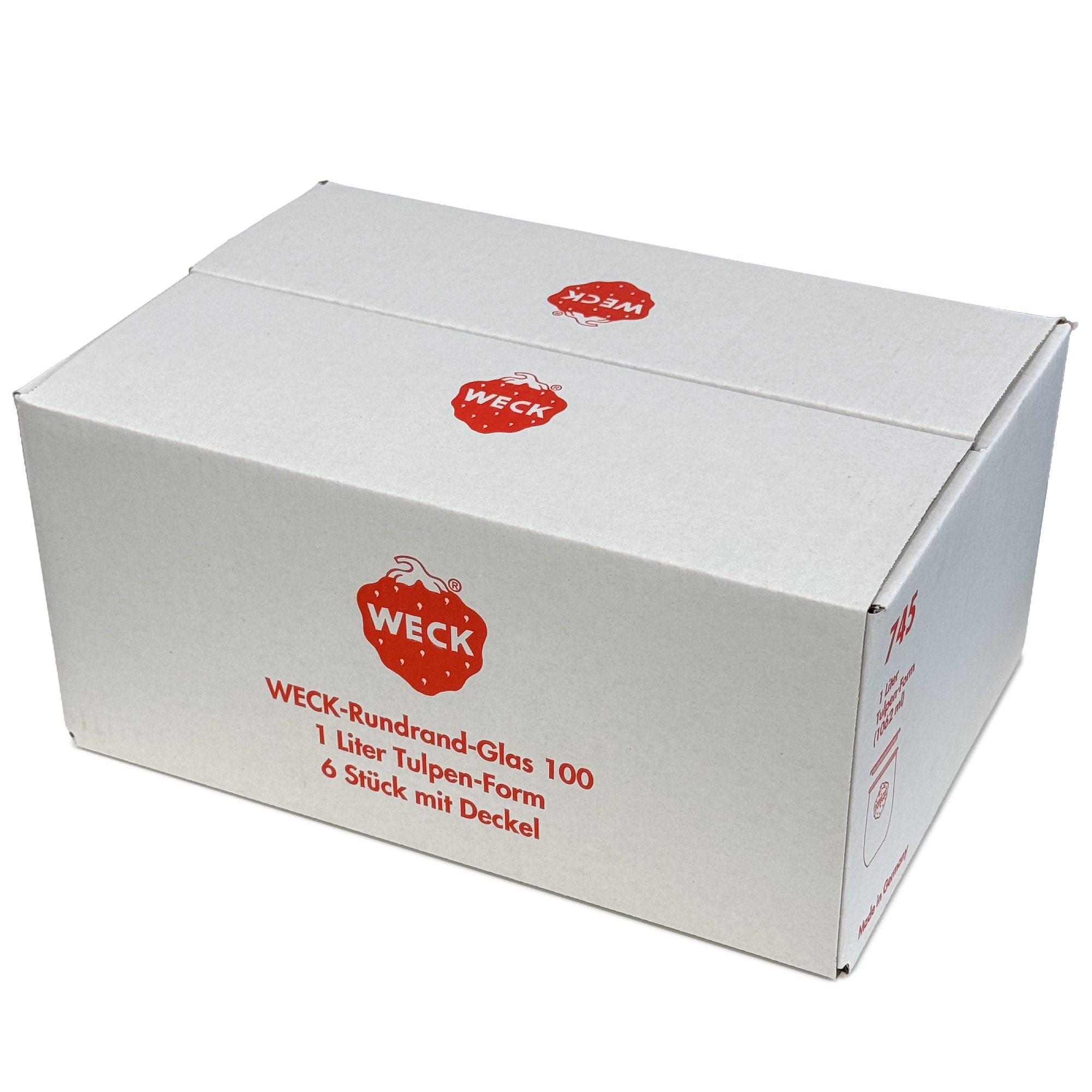 6x 1050 ml WECK-tulipanglas med glaslåg RR 100