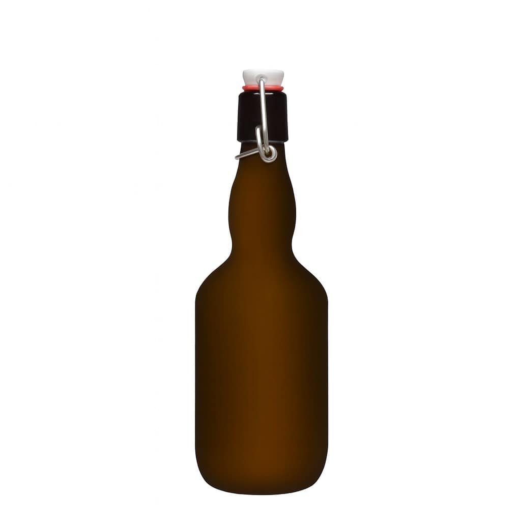 500 ml ølflaske med kravehals, glas, antikgrøn, åbning: patentlukning