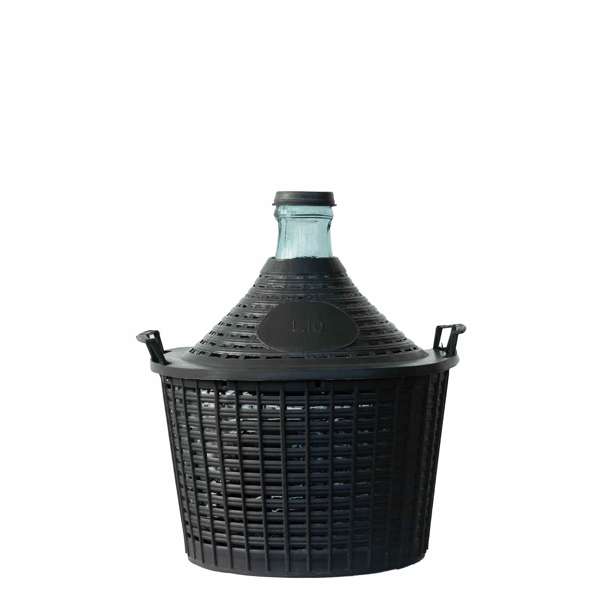 10 l ballonflaske med smal hals, glas, åbning: påsætning af låg