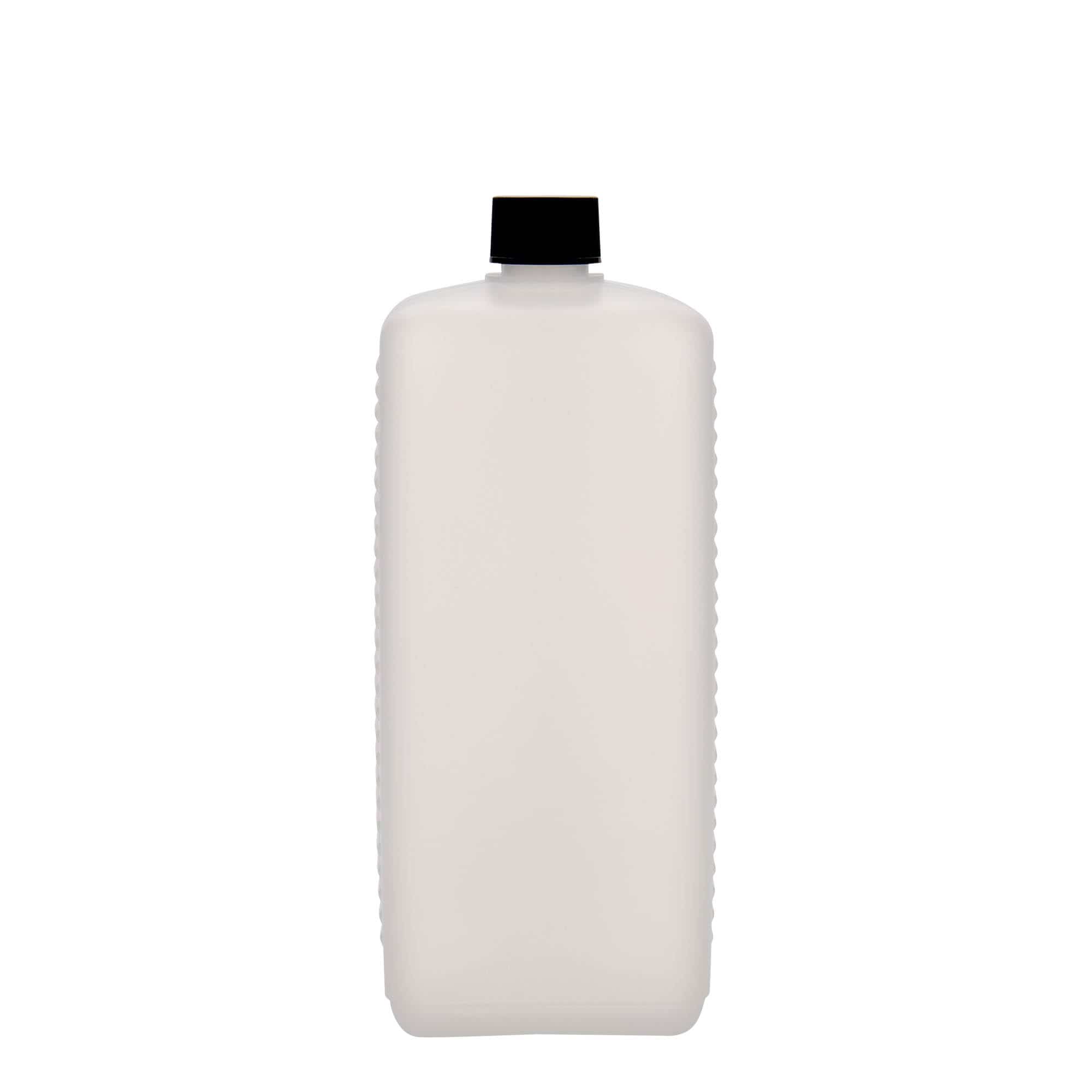 1.000 ml beholderflaske, firkantet, HDPE-plast, natur, åbning: DIN 25 EPE 1.000 ml beholderflaske, firkantet, HDPE-plast, natur, åbning: DIN 25 EPE