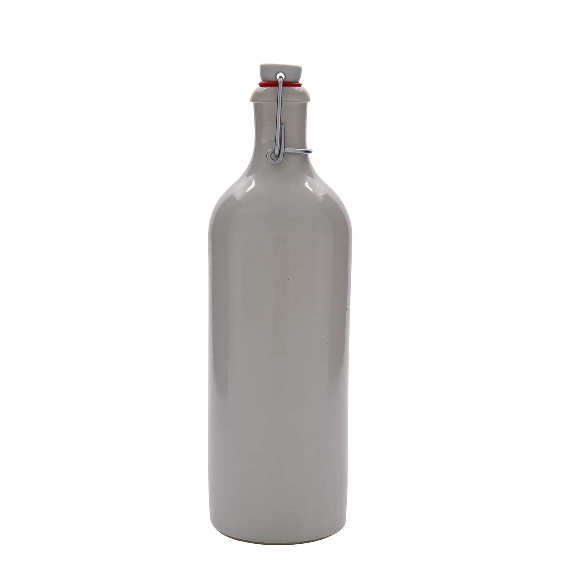 750 ml lerkrus, stentøj, hvid, åbning: Patentlåg