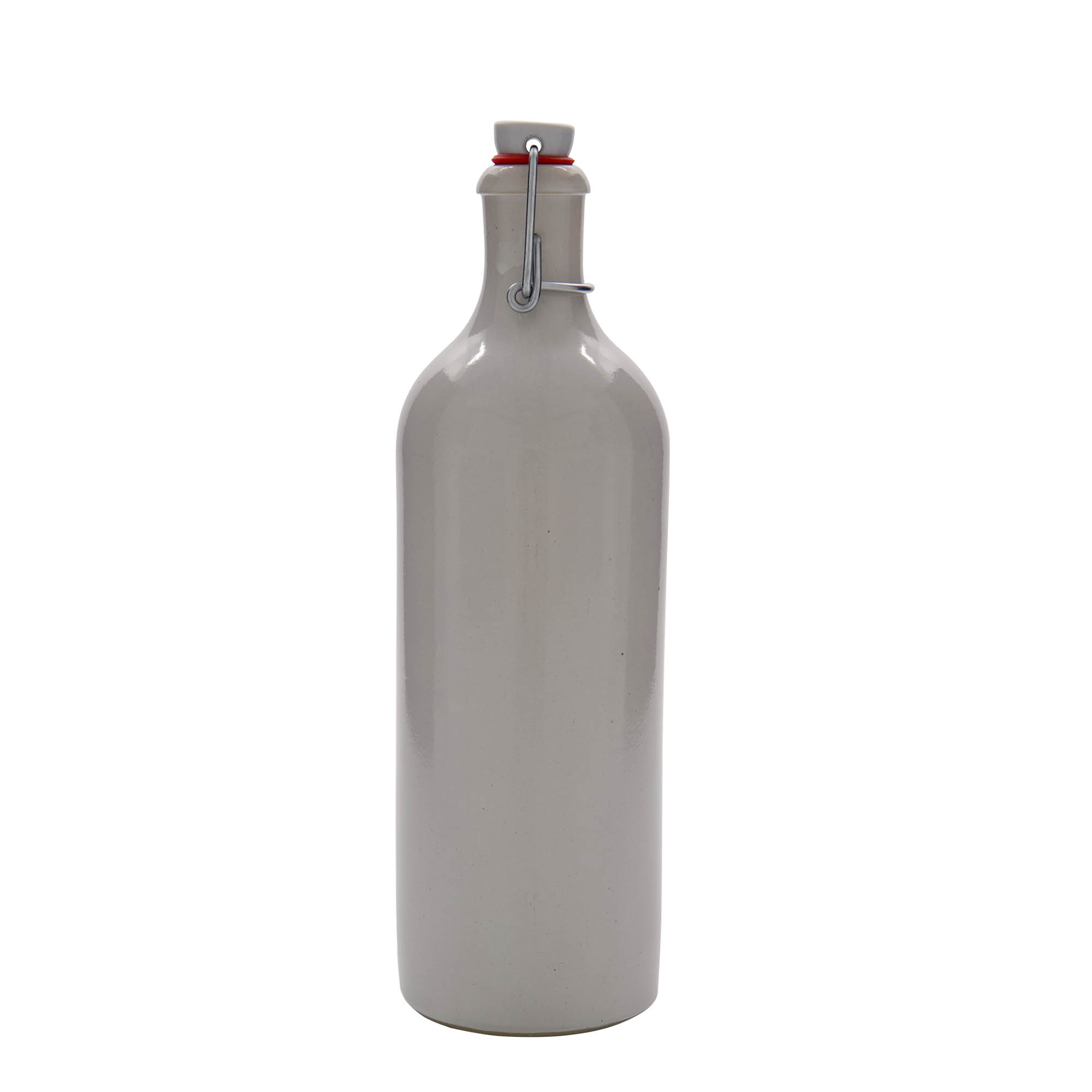 750 ml tonkrukke, stentøj, hvid, munding: klemme lukning