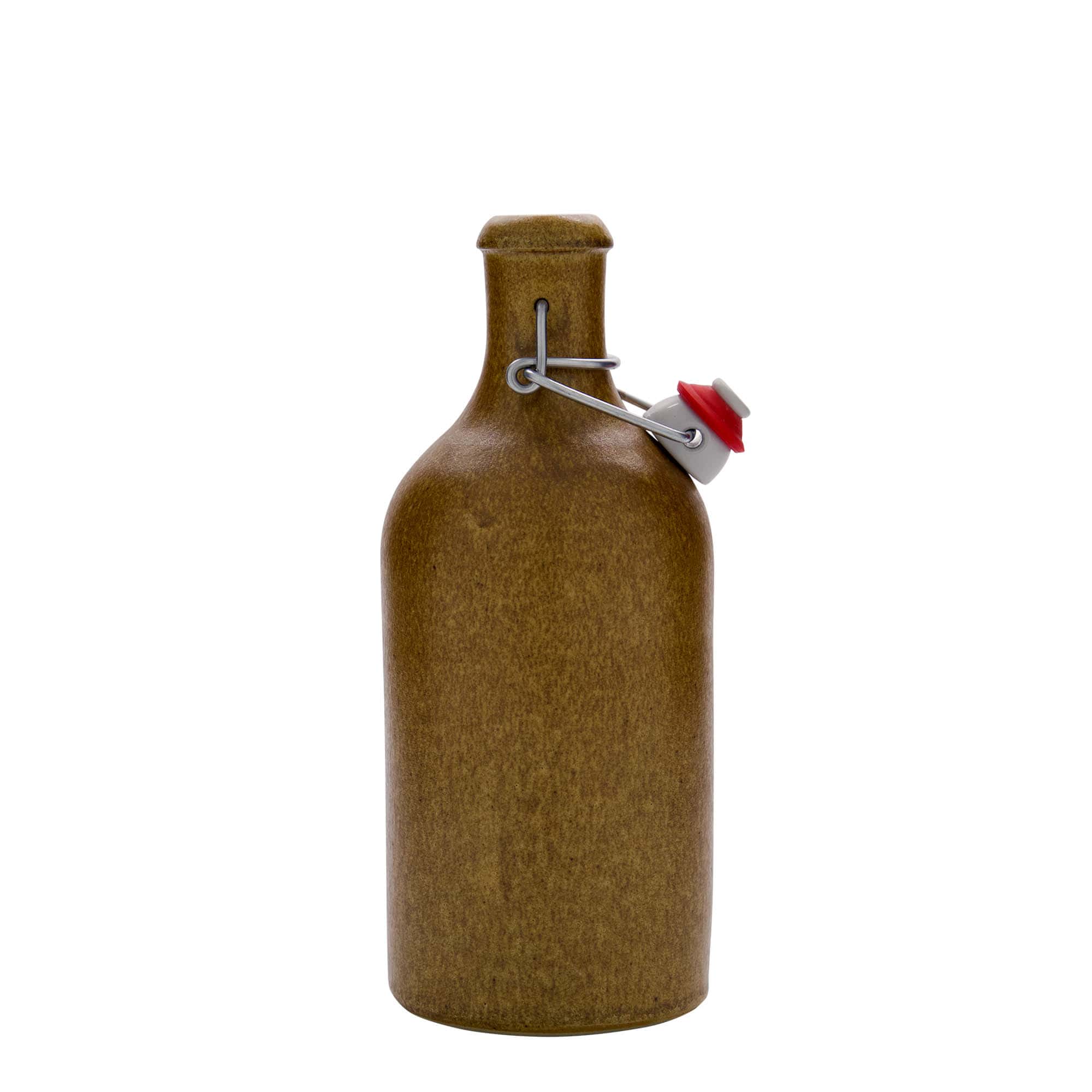500 ml tonkrukke, stentøj, brun-krystal, åbning: låseklips