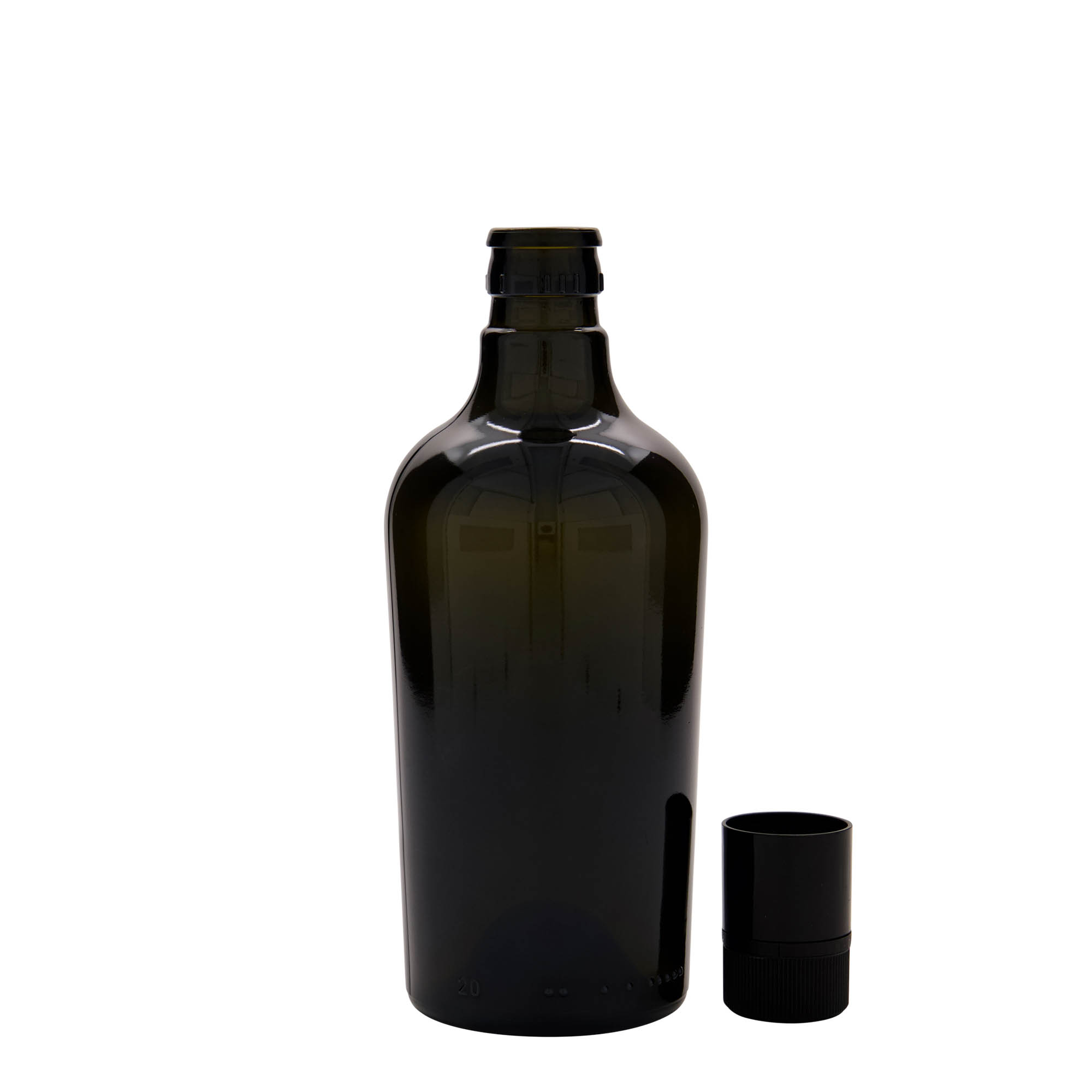 500 ml eddike-/olieflaske »Oleum«, glas, antikgrøn, munding: DOP