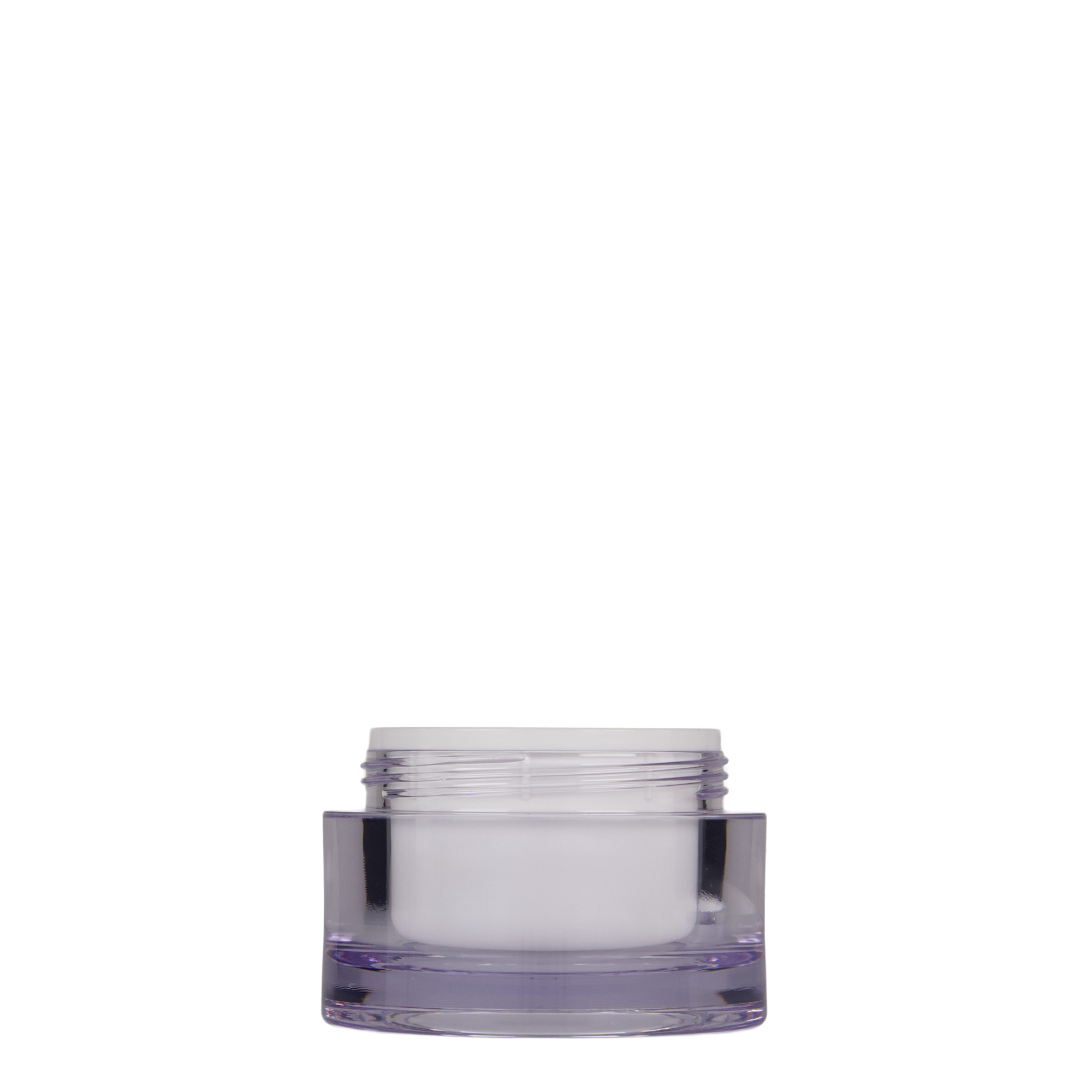 50 ml krukke, SAN-plast, hvid, åbning: skruelåg