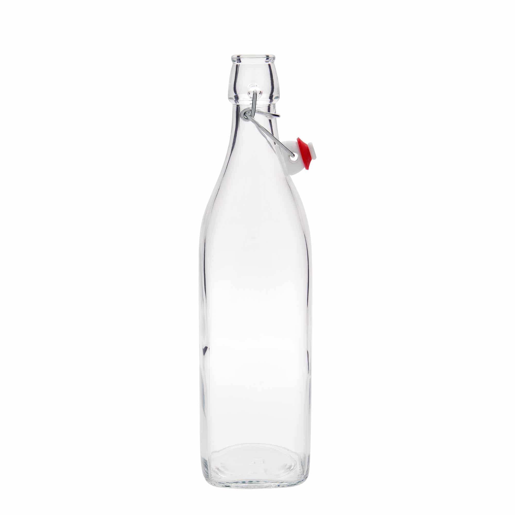 1.000 ml glasflaske 'Swing', kvadratisk, åbning: Patentlåg