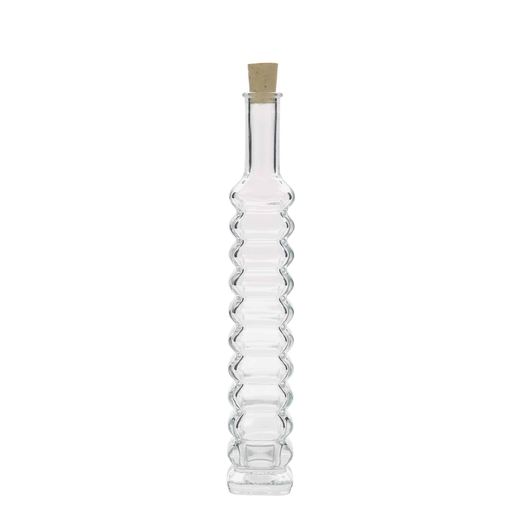 100 ml glasflaske 'Roma', firkantet, åbning: kork
