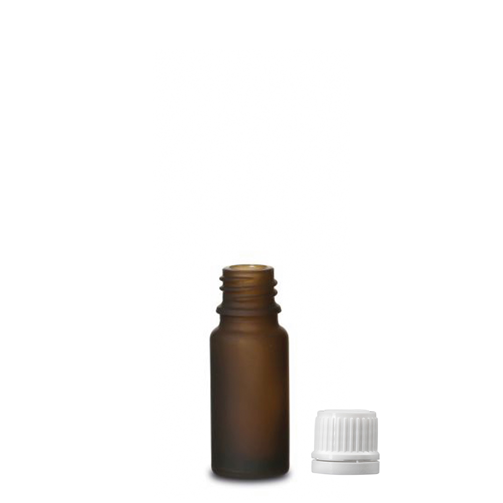 10 ml medicinflaske, glas, brun frostet, munding: DIN 18 10 ml medicinflaske, glas, brun frostet, munding: DIN 18