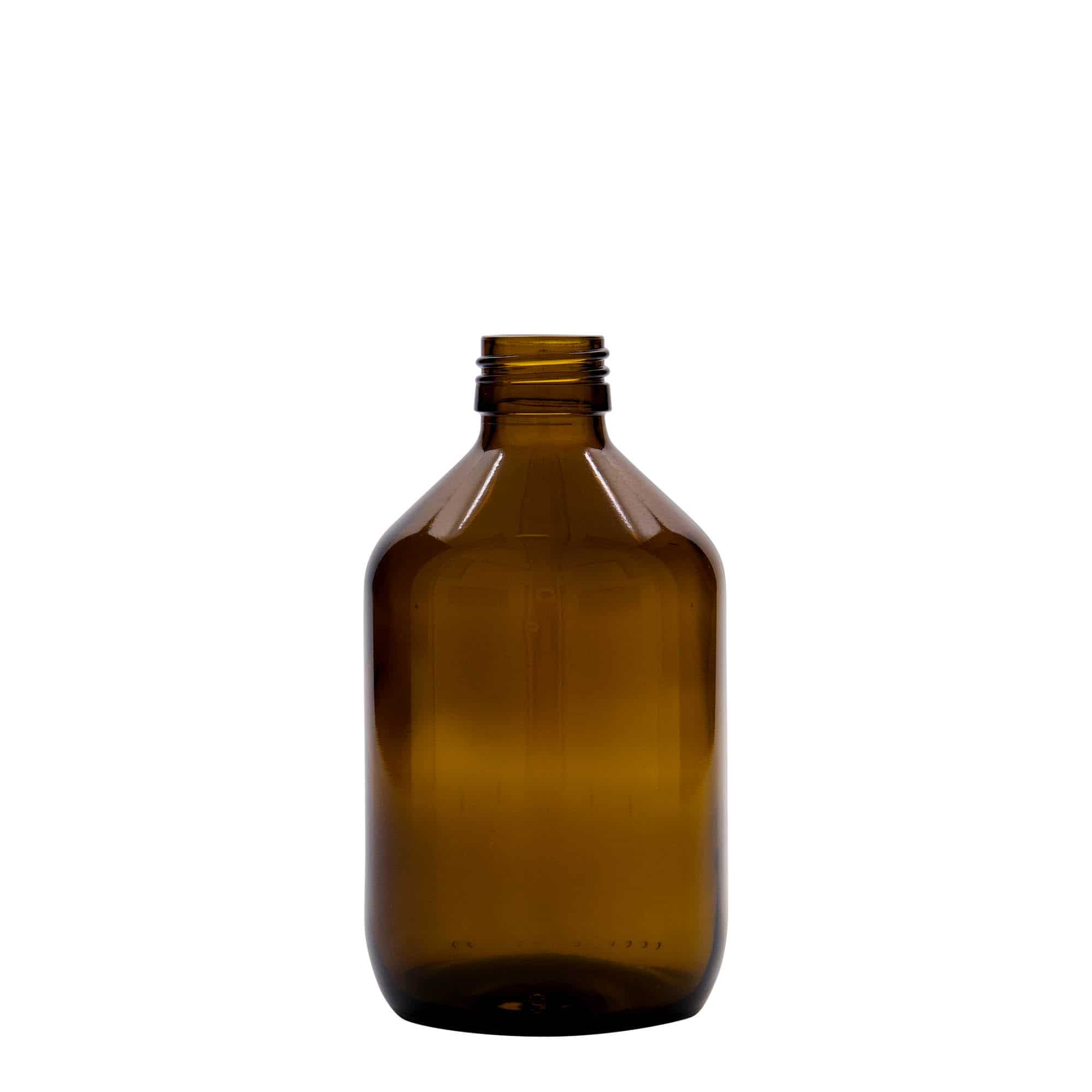 300 ml medicinflaske, brun, glas, åbning: PP 28 300 ml medicinflaske, brun, glas, åbning: PP 28