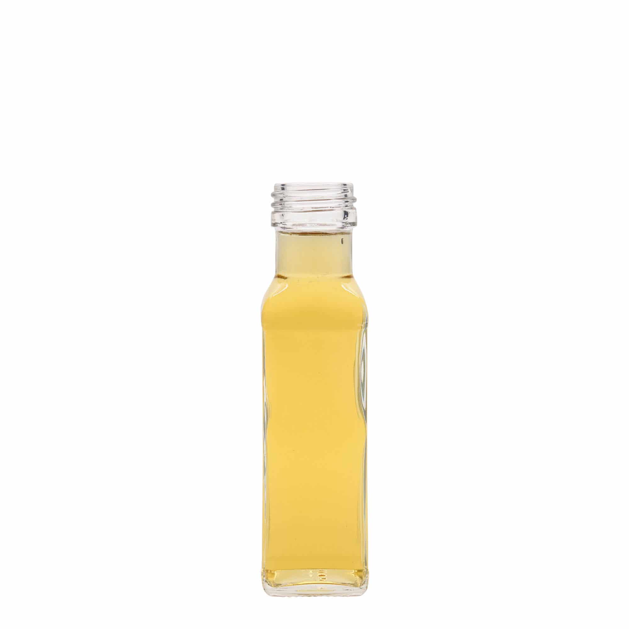 100 ml glasflaske 'Marasca', kvadratisk, åbning: PP 31,5
