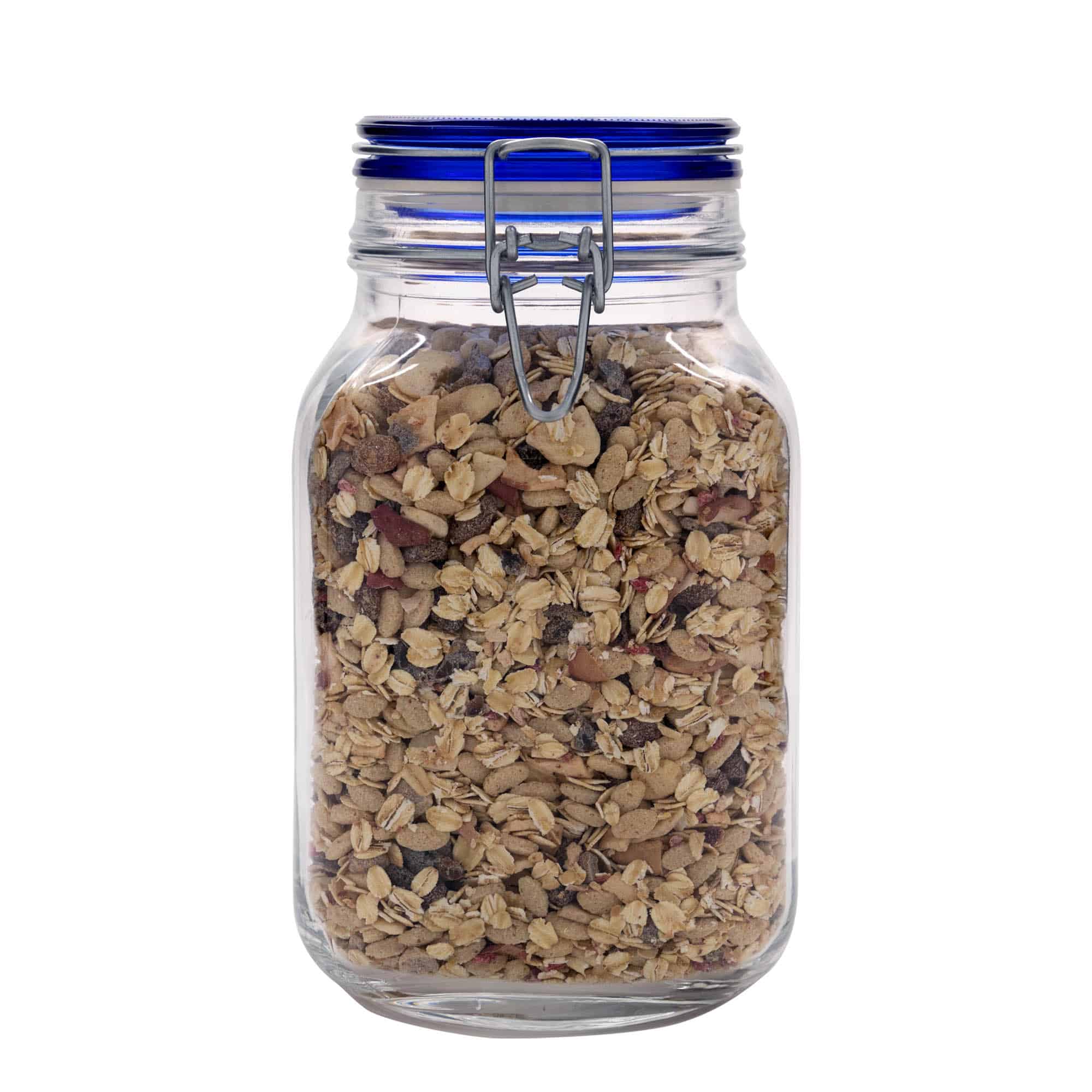 2.000 ml trådlågsflaske 'Fido' blå låg, firkantet, åbning: trådlågslukning 2.000 ml trådlågsflaske 'Fido' blå låg, firkantet, åbning: trådlågslukning