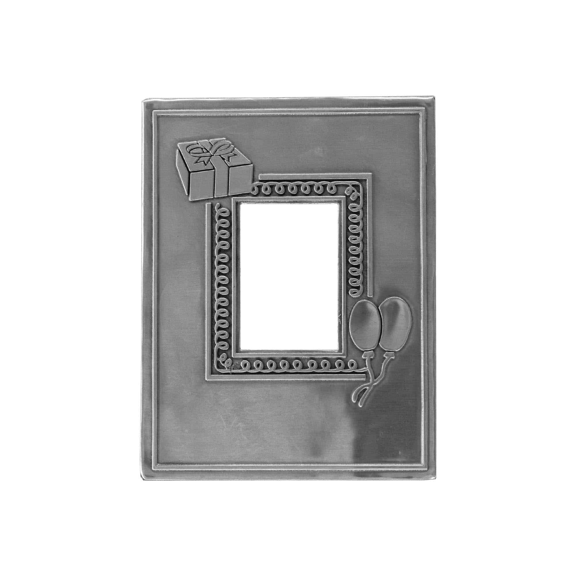 Bliketiket 'Foto', rektangulær, metal, sølv