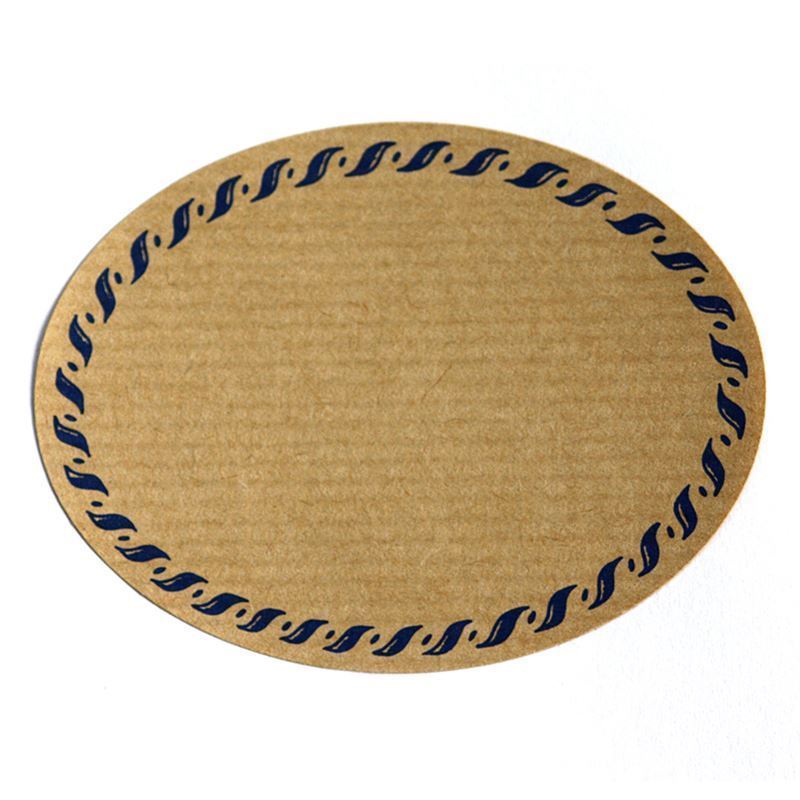 Stor naturetiket 'Snorkant', oval, papir, blå-brun