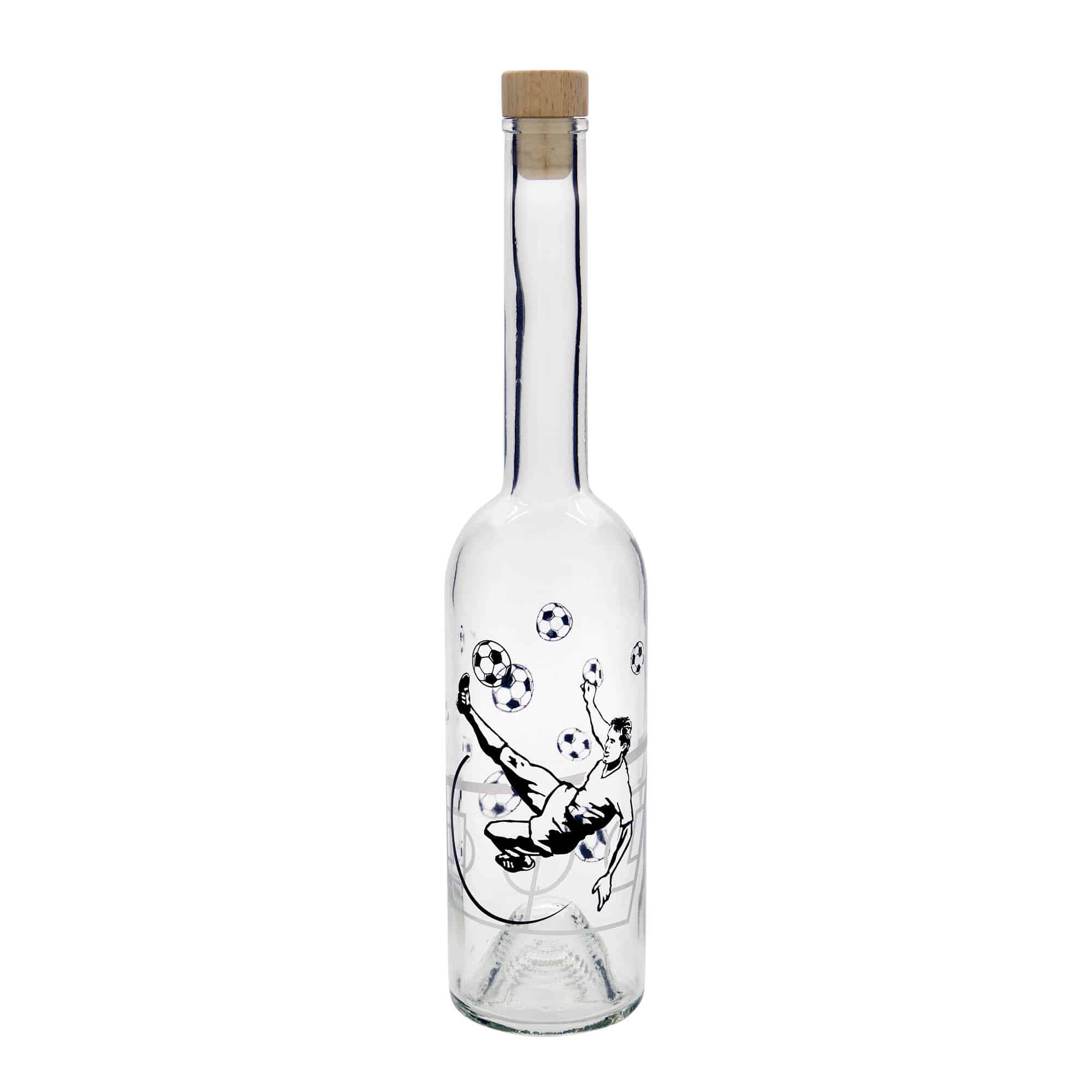 500 ml glasflaske 'Opera', motiv: Fodboldspiller, åbning: Kork