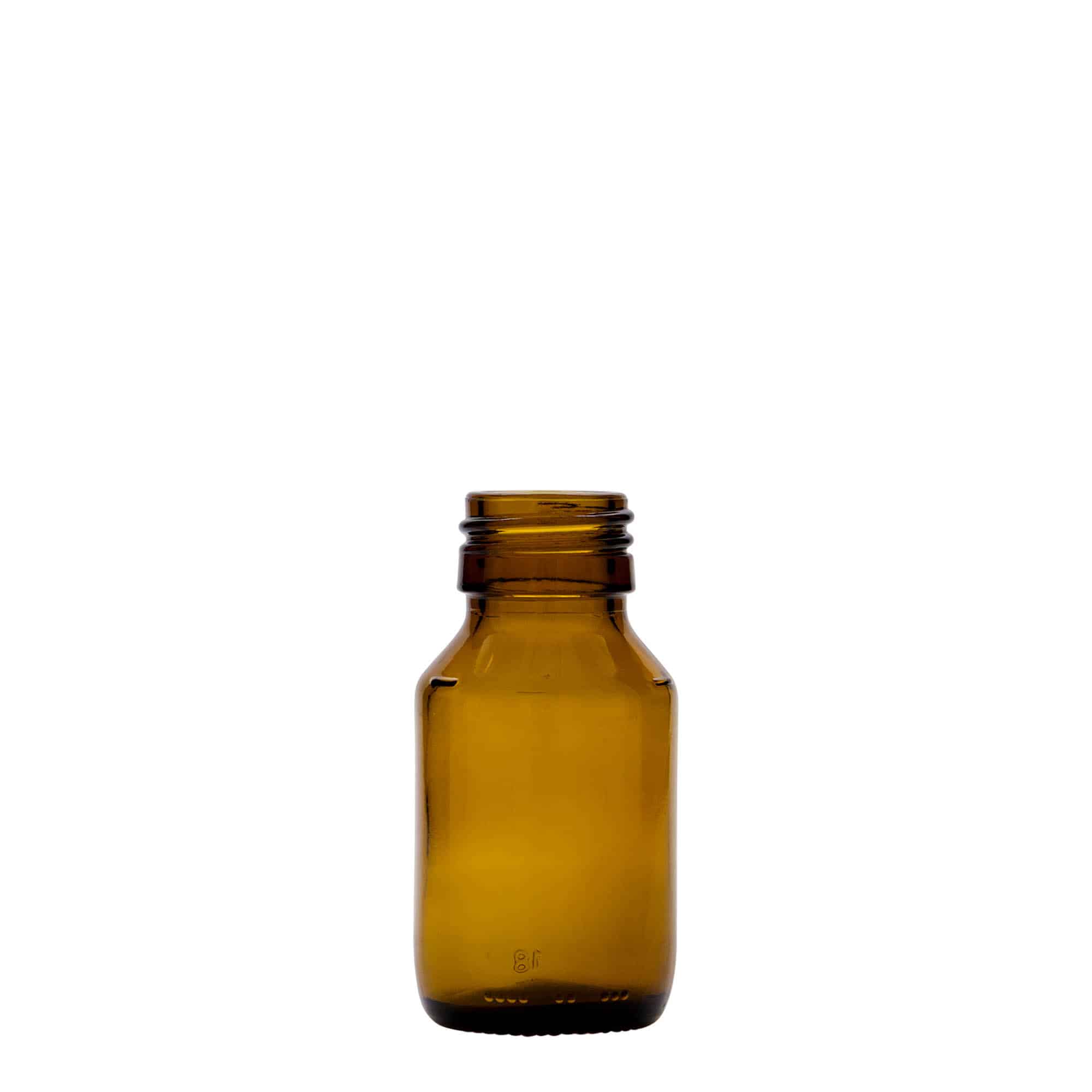 50 ml medicinflaske, brun, glas, åbning: PP 28 50 ml medicinflaske, brun, glas, åbning: PP 28