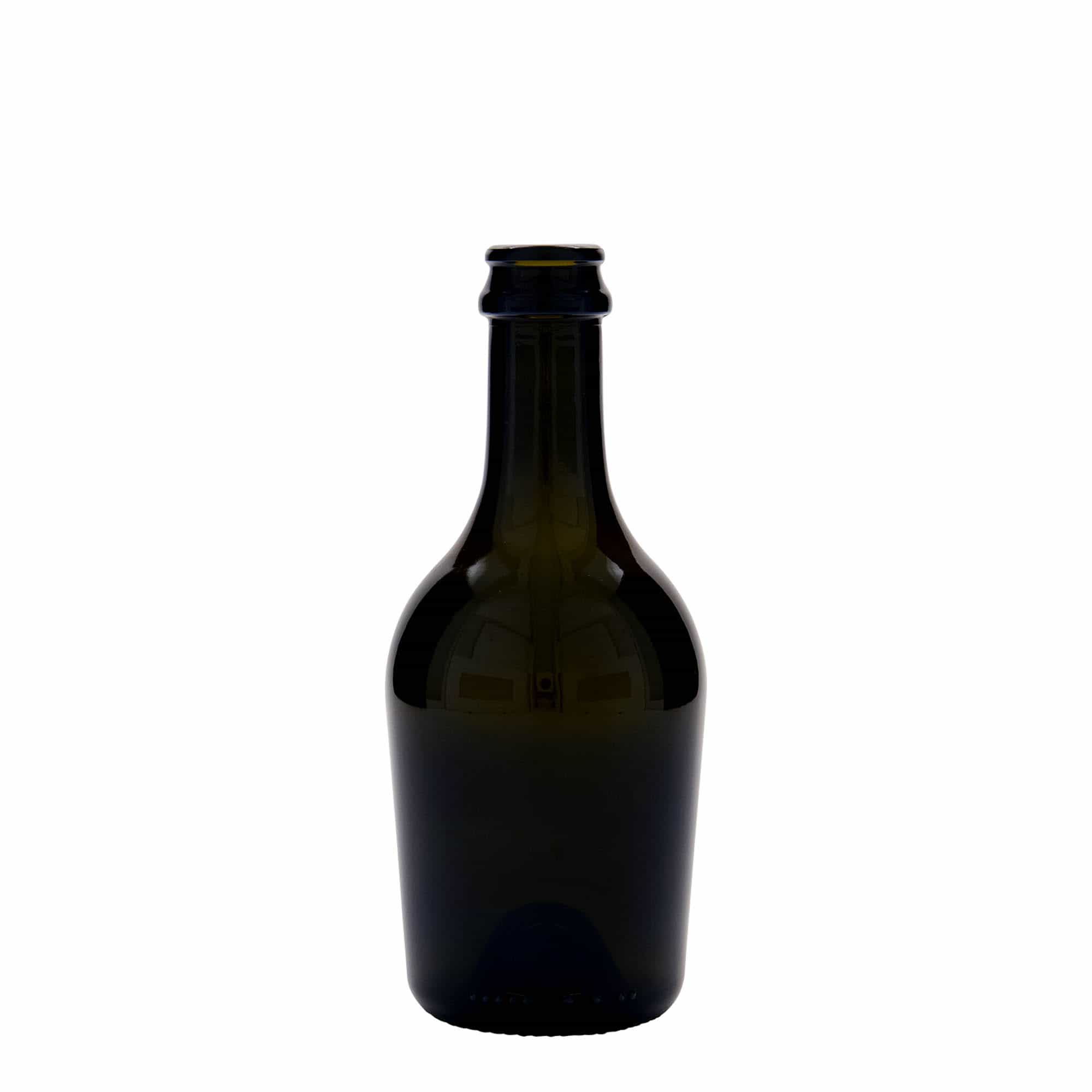 330 ml øl-/champagneflaske 'Butterfly', glas, antikgrøn, åbning: Kronekapsel