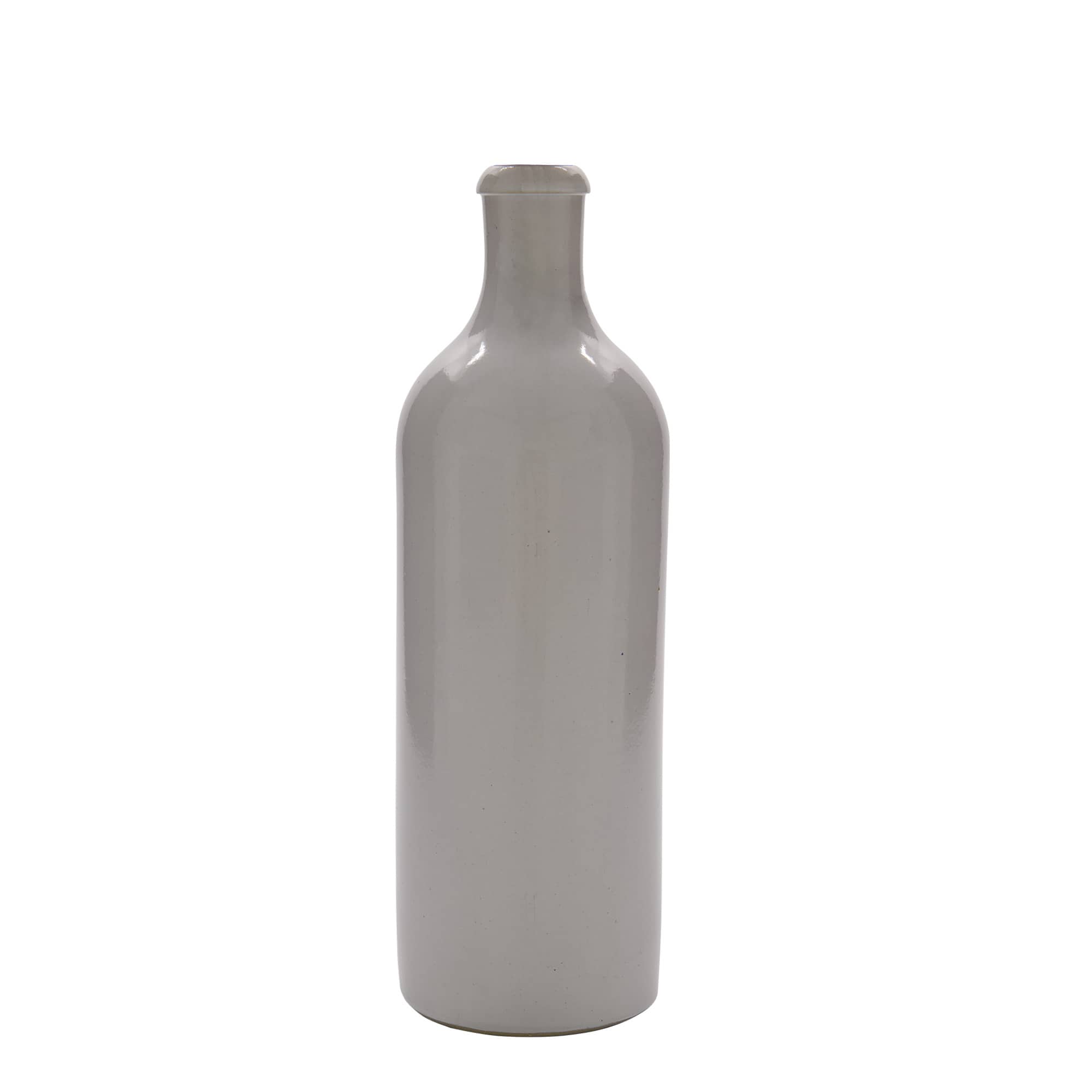 750 ml tonkrukke, stentøj, hvid, munding: klemme lukning