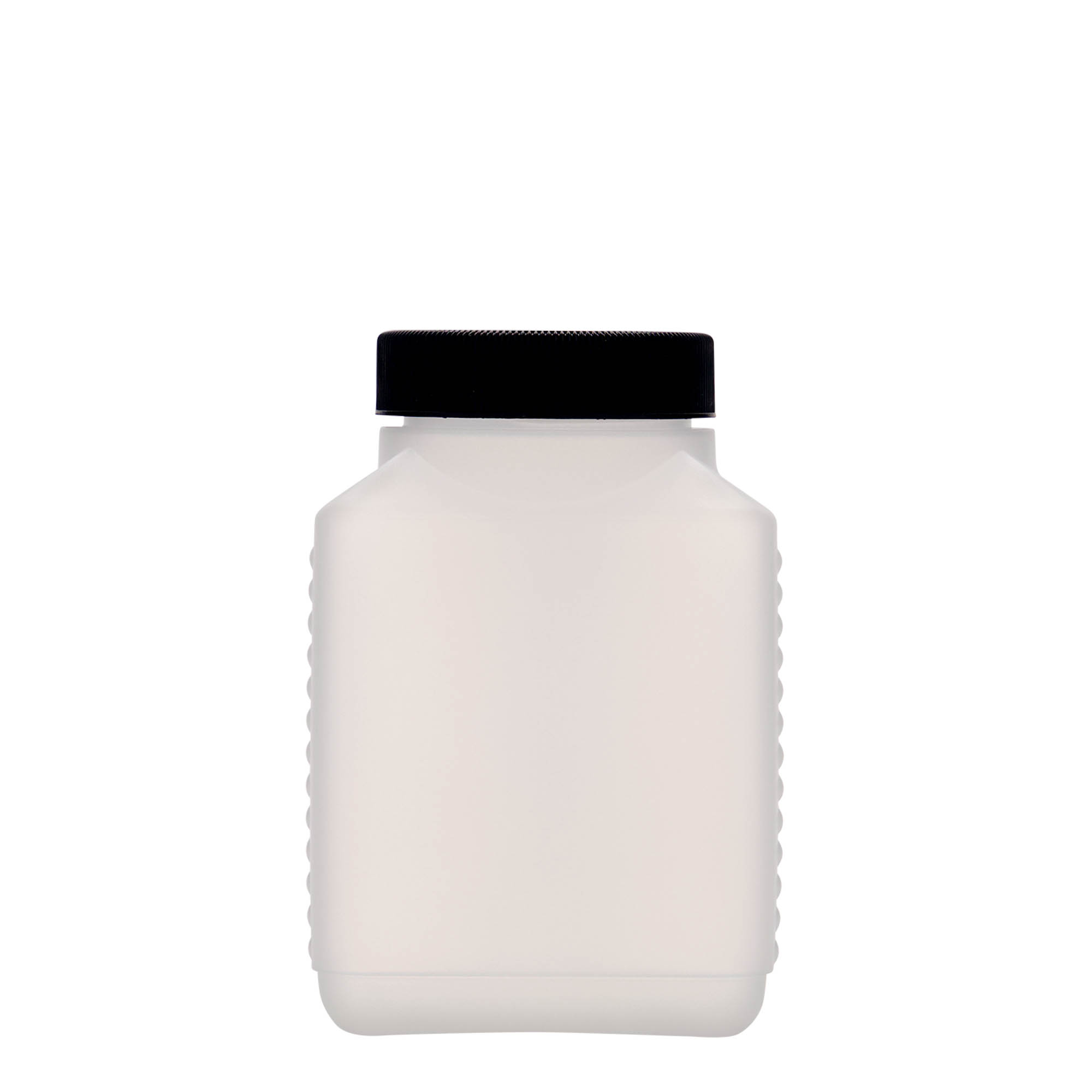 500 ml bredhalsflaske, rektangulær, HDPE-plast, natur, åbning: DIN 60 EPE 500 ml bredhalsflaske, rektangulær, HDPE-plast, natur, åbning: DIN 60 EPE