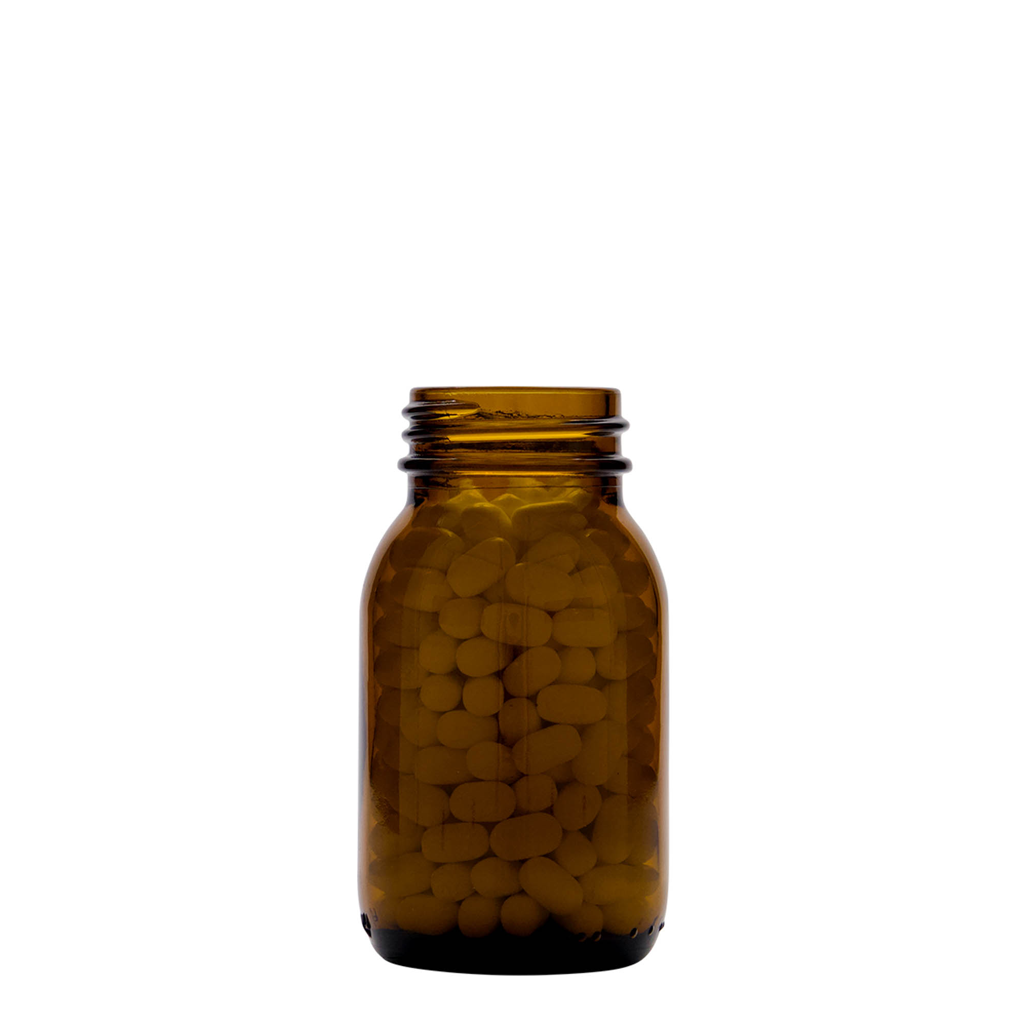 125 ml bredhalset glas, brun, åbning: DIN 40