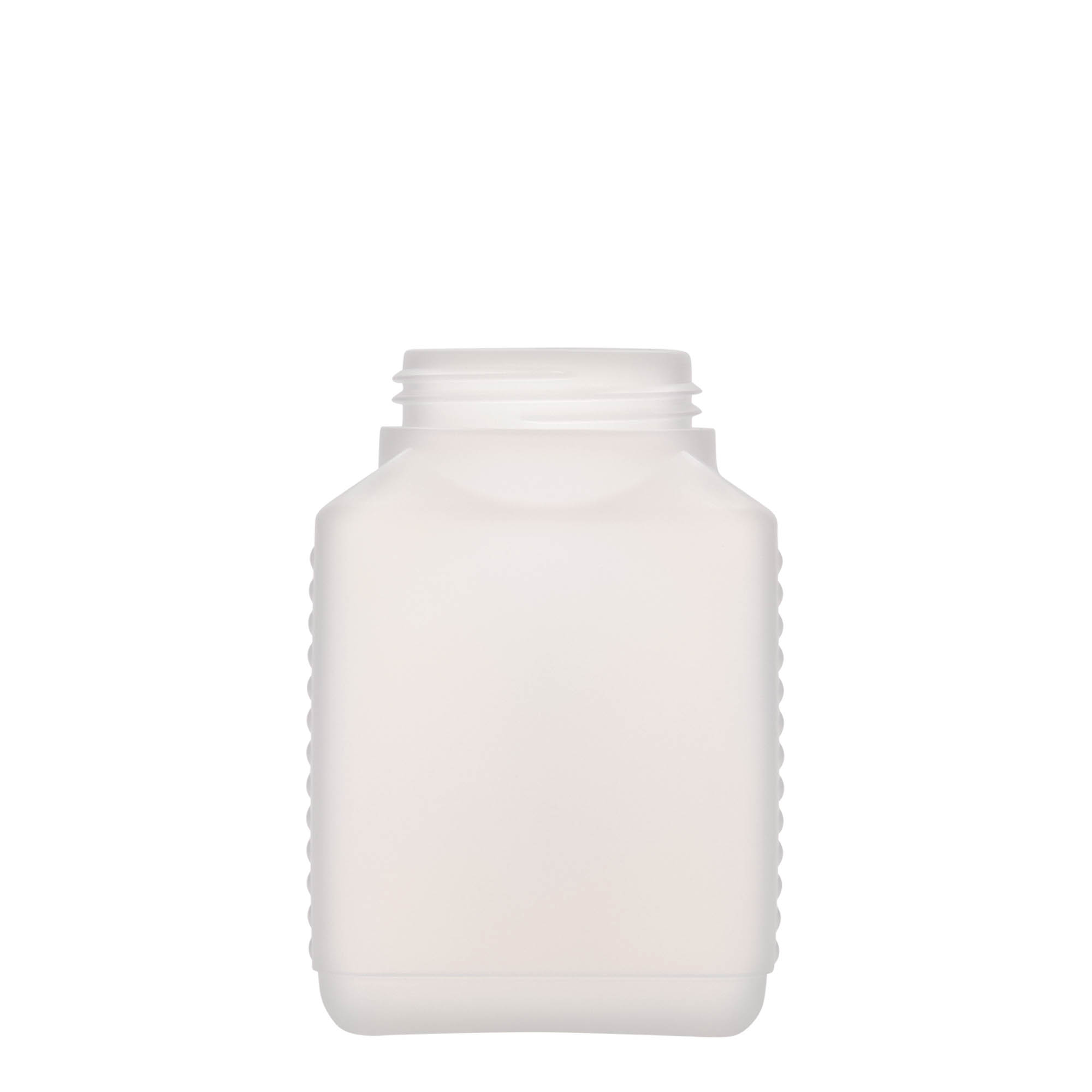 500 ml bredhalsflaske, rektangulær, HDPE-plast, natur, åbning: DIN 60 EPE 500 ml bredhalsflaske, rektangulær, HDPE-plast, natur, åbning: DIN 60 EPE