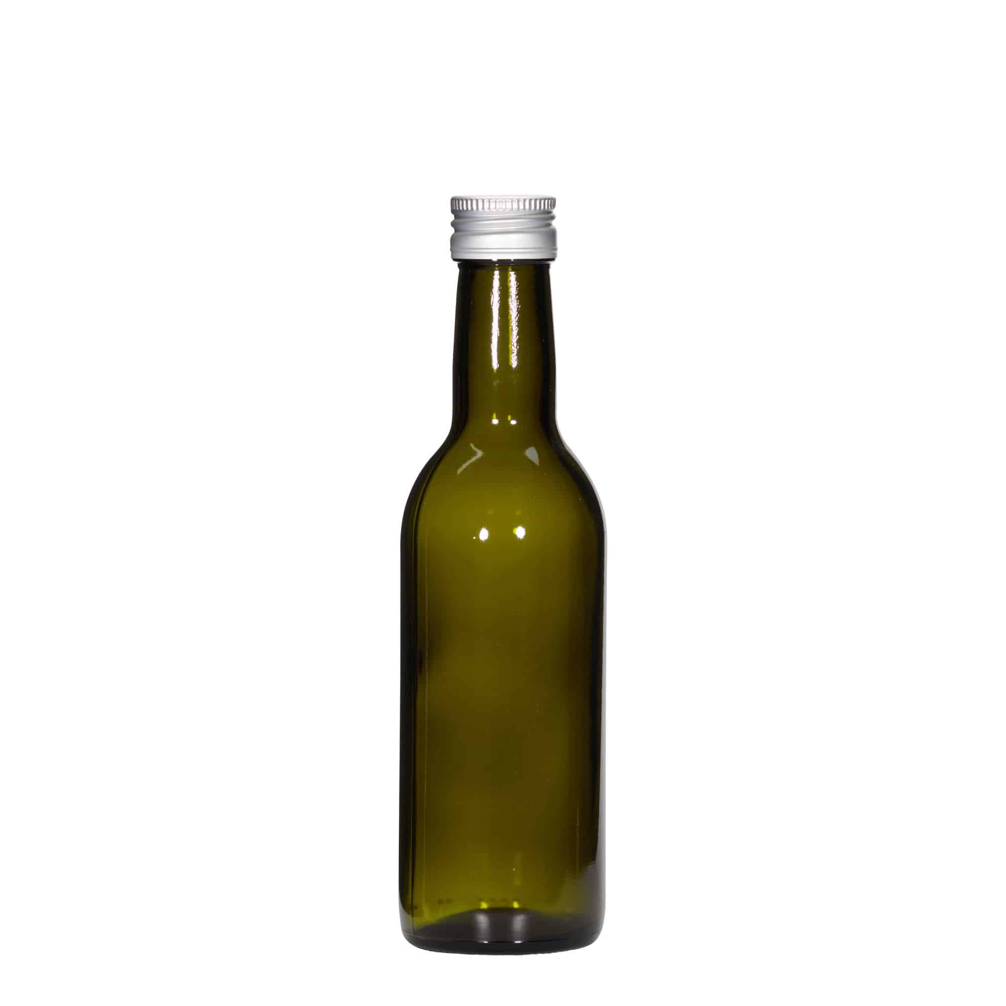 250 ml glasflaske 'Bordeaux', antikgrøn, åbning: PP 28