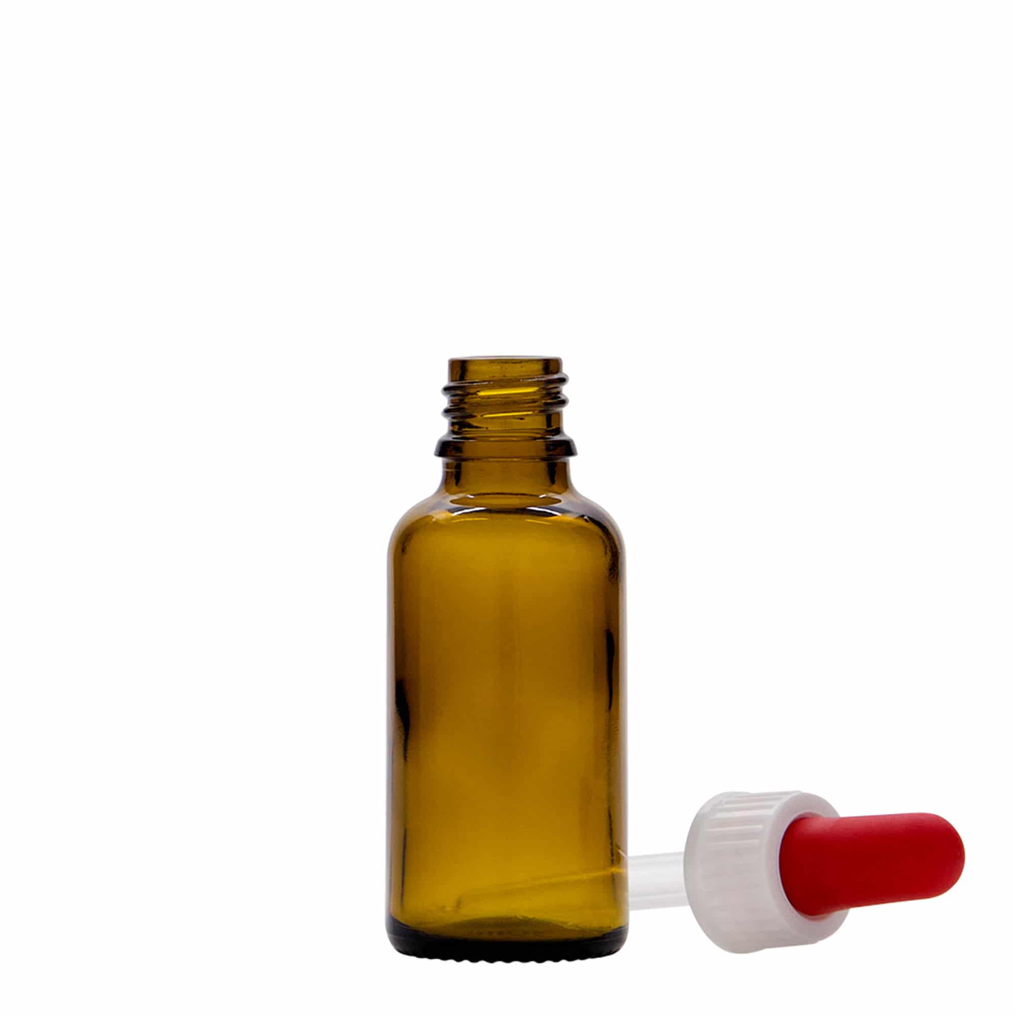 30 ml pipetteflaske medicin, glas, brun, munding: DIN 18