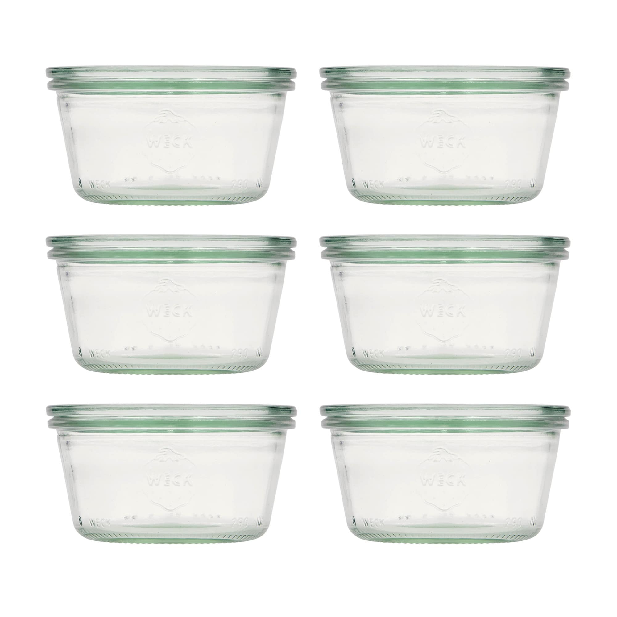 6x 290 ml WECK-sturzgas flad med glaslåg RR 100