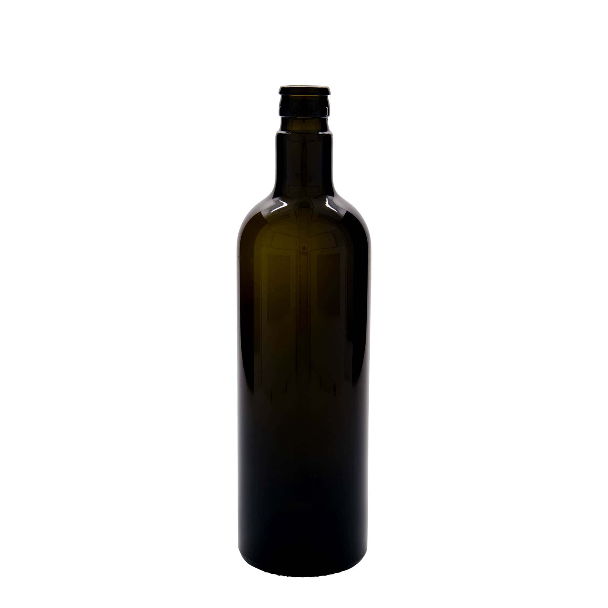 750 ml eddike-/olieflaske »Willy New«, glas, antikgrøn, åbning: DOP