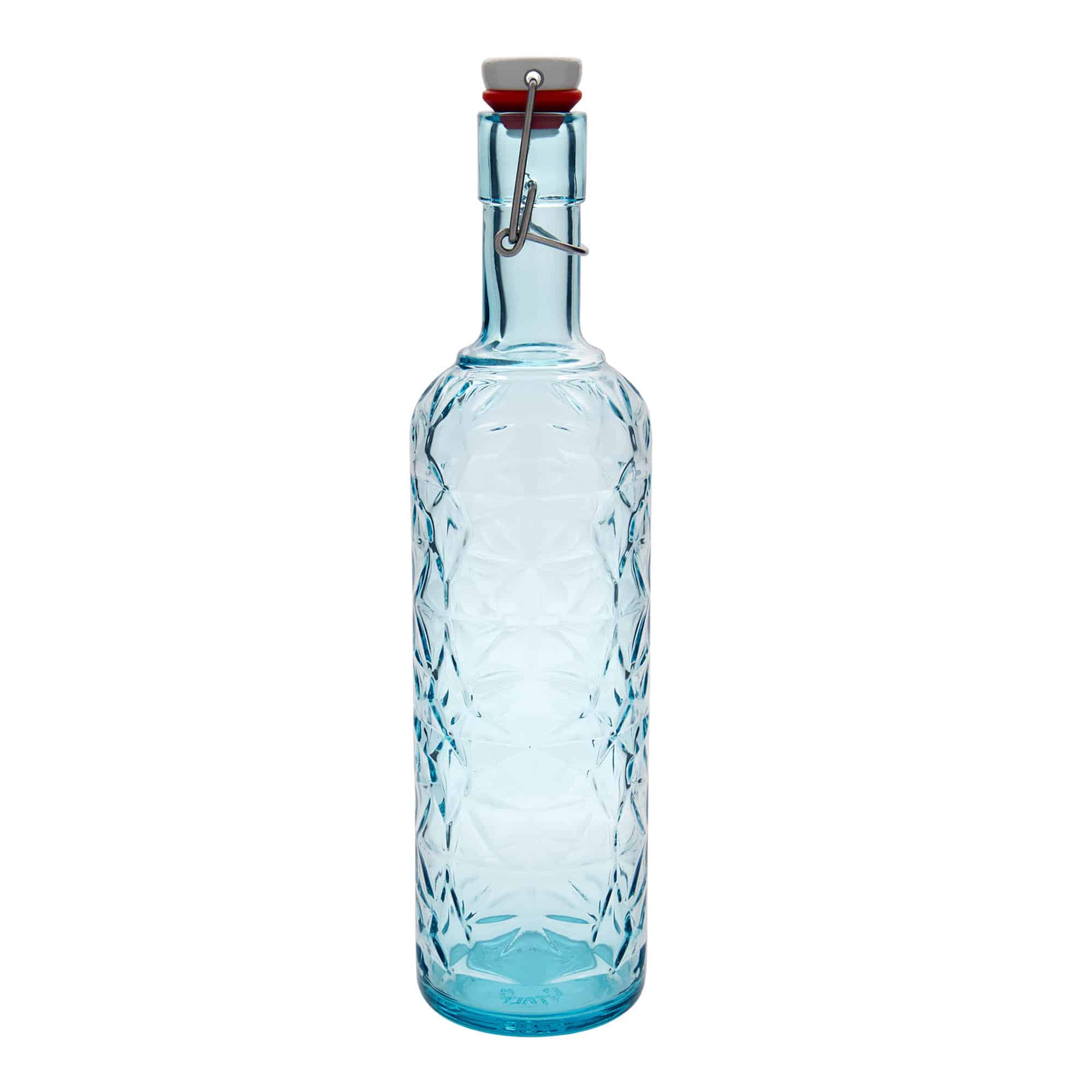 1.000 ml glasflaske 'Oriente', azurblå, åbning: Patentlåg